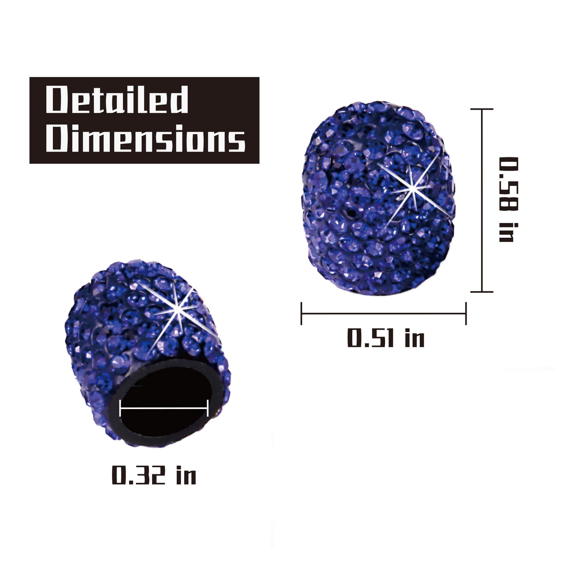 Justtop 4 Pack Handmade Crystal Rhinestone Car Tire Valve Stem Caps, Car Wheel Tire Valve, Attractive Dustproof Bling Car Access