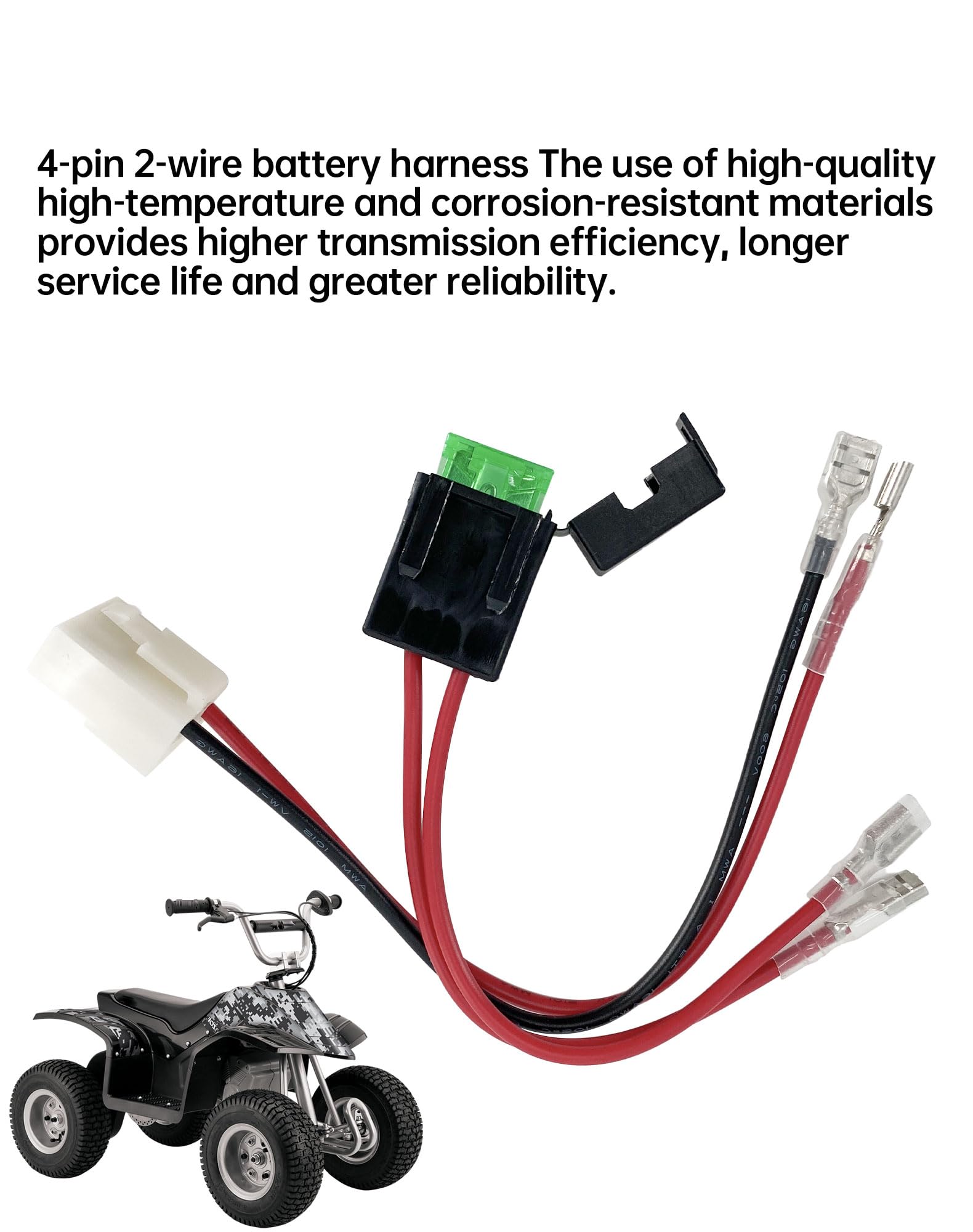 4-Pin 2-Wire Battery Wiring Harness Fit For Razor Pr200 Mx350 Mx400 Battery Wire Harness Pocket Mod Pocket Rocket Pr200 1Pack Harness Kit 30 A In-Line 4 Holes Plug