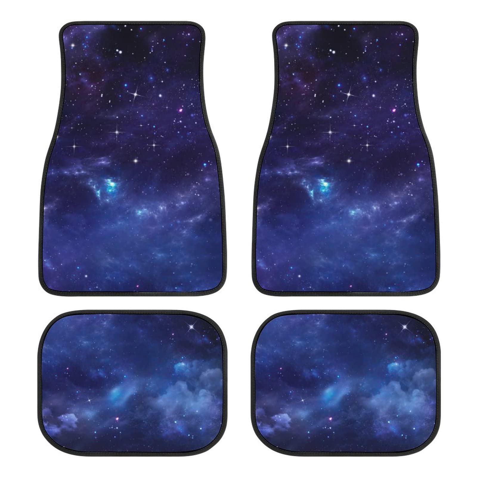 Blue Galaxy Car Floor Mats Set of 4,Beautiful Starry Night Print Outer Space Galaxy Vehicle Front Rear Carpets Non-Slip Car Floo