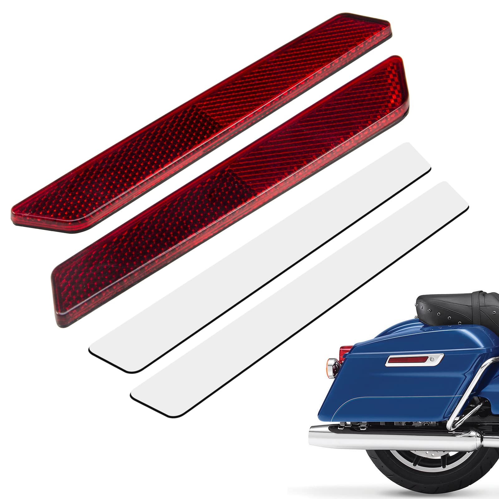 Amazicha Red Saddlebag Reflector Hard Saddle Bag Latch Cover Reflectors Compatible For Harley Touring Street Glide Electra Glide