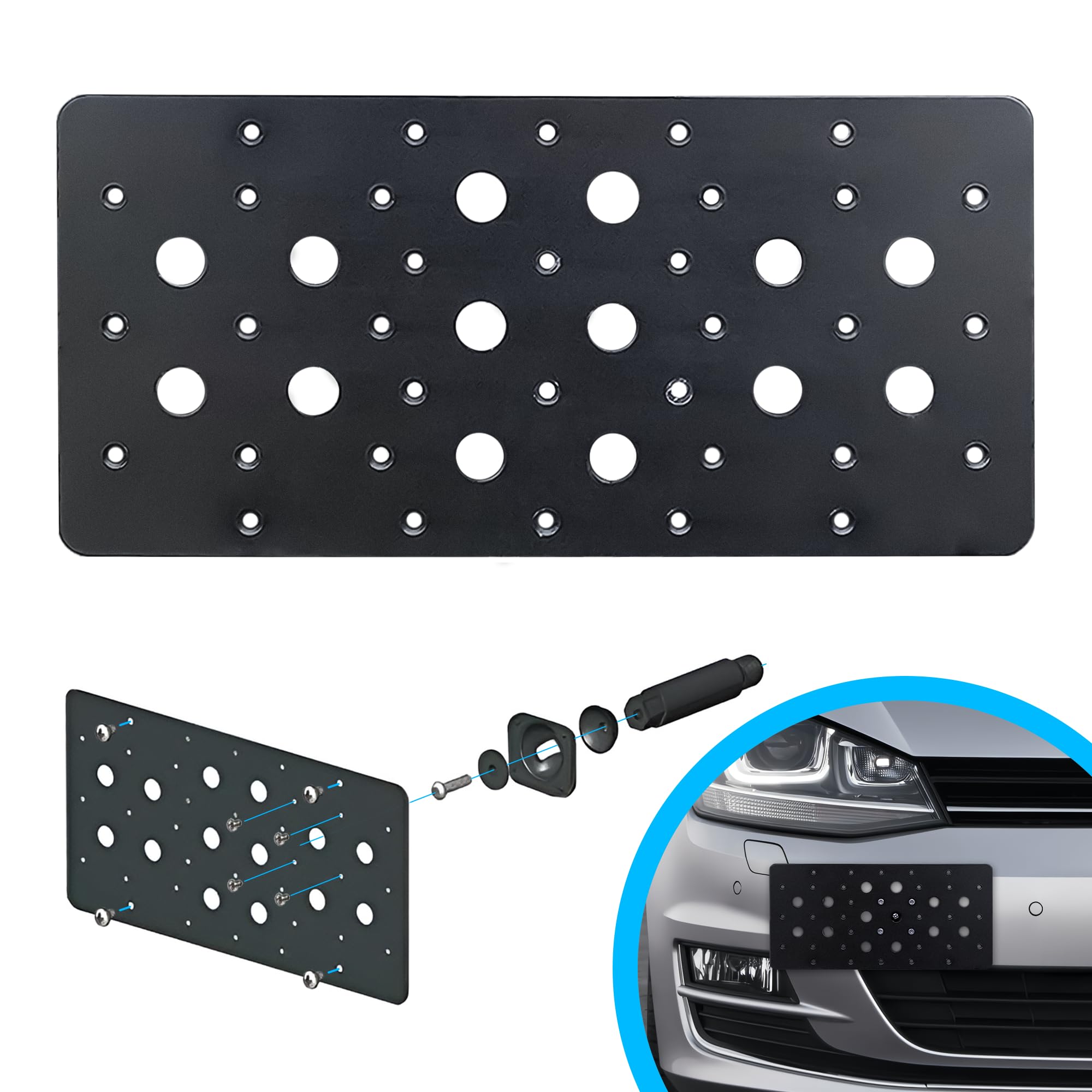 Trunknets Inc Bumper Tow Hook License Plate Mount Bracket For Volkswagen Mk7 Golf Gti 2015 16 17 18 2019
