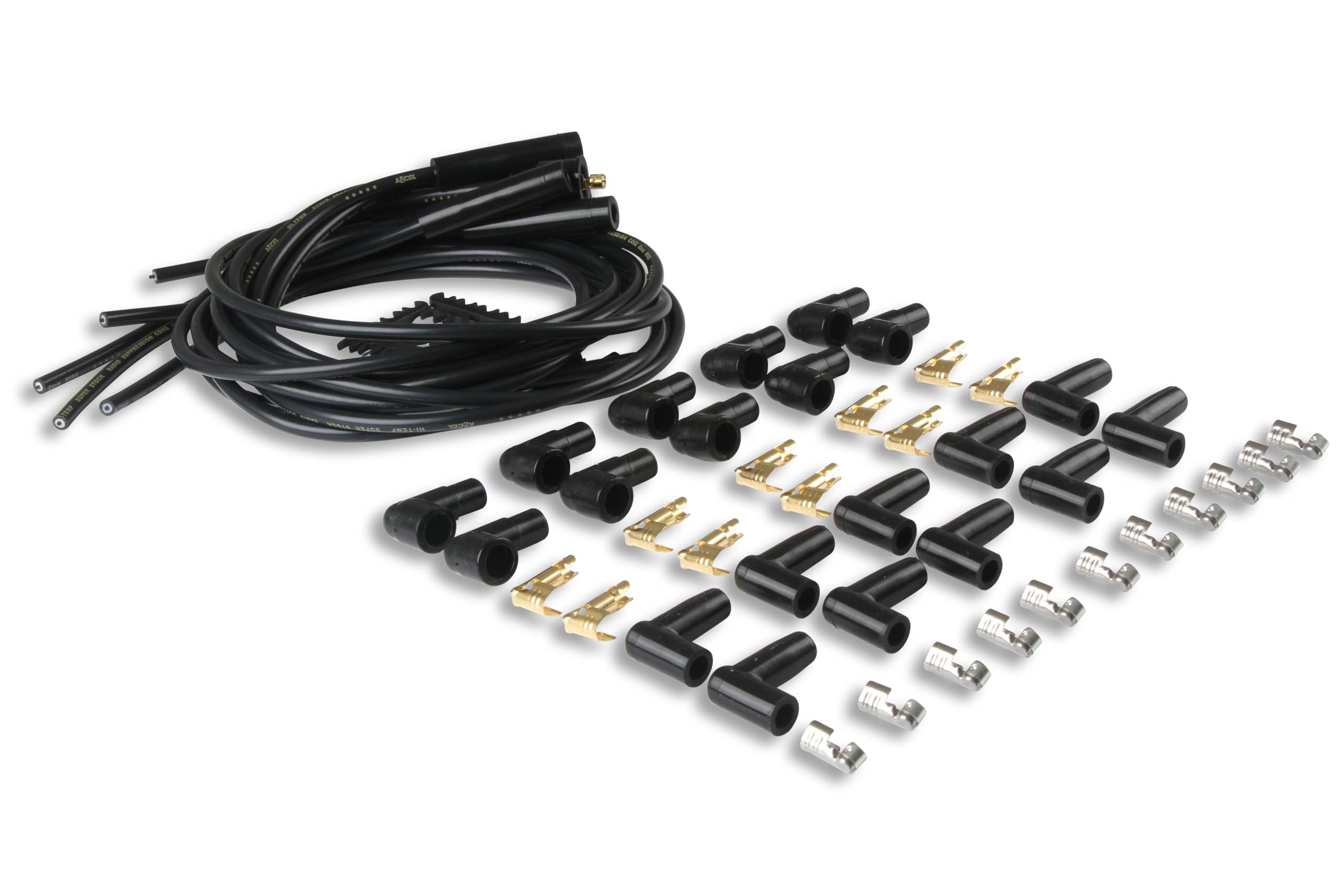 Accel 4040K Spark Plug Wire Set- 8Mm - Black Wire With Black Straight Boots