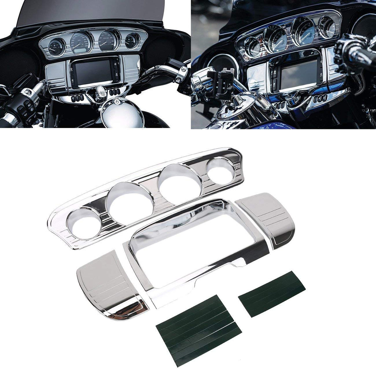 Buyinhouse Seat Bolt Street Glide Windshield For Harley Davidson Touring Electra Glide Street Glide Ultra Limited & Tri-Glide Ultra 2014-2019 Motorcycle Dashboard Kit Gauge Chrome