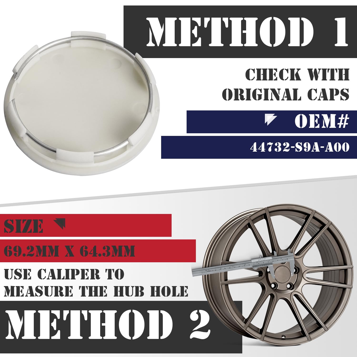 Kitspro 2.7Inch 69Mm Wheel Center Caps For Honda Accord Civic Crv Pilot Rim Hub Caps 44732 S9A A00, Pack Of 4 (Silver, Outer 69M