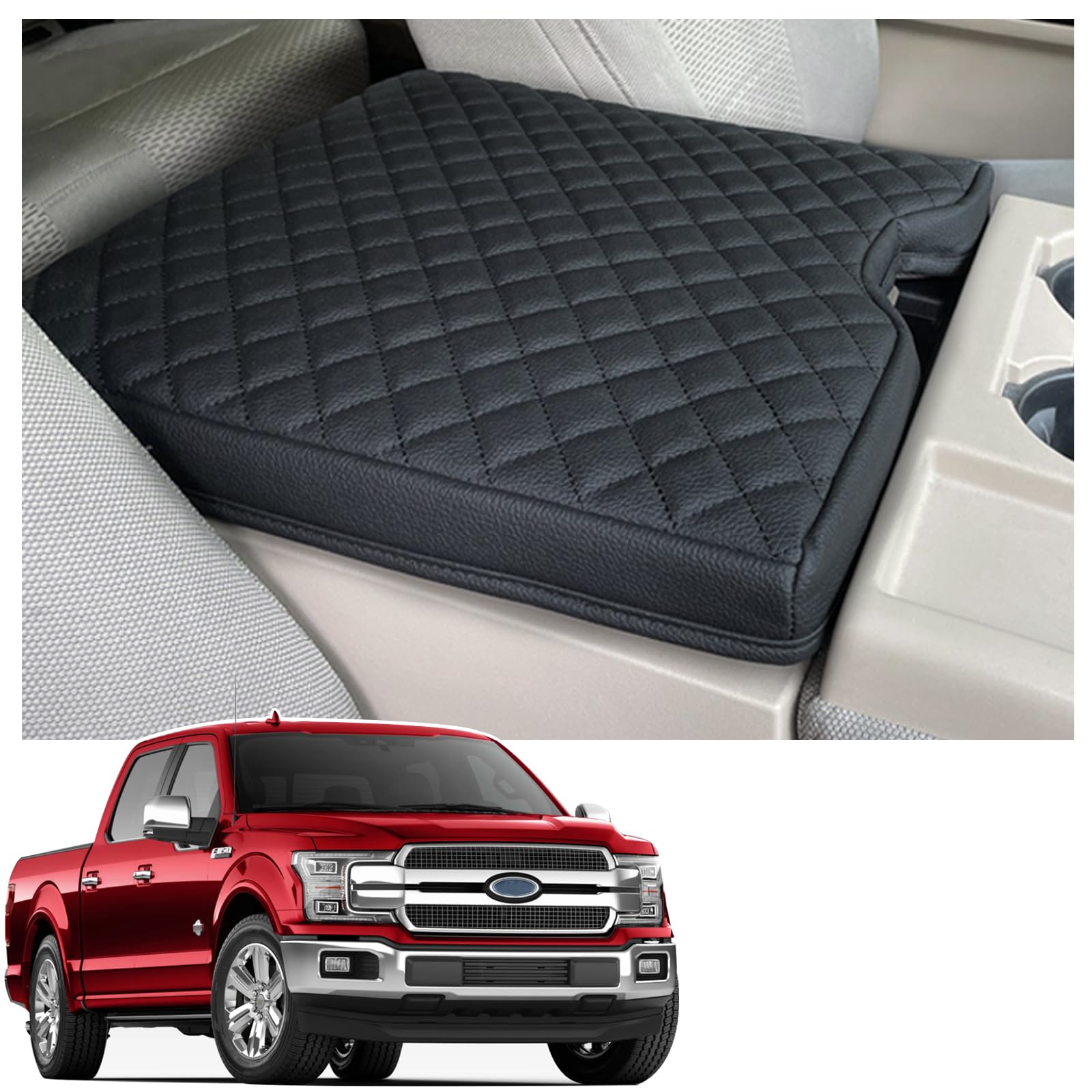Jdmcar Thicker Center Console Cushion Compatible With 2015-2024 Ford F150 / 2017-2024 F250 F350 F450 With 40/20/40 Jump Seat, Cu