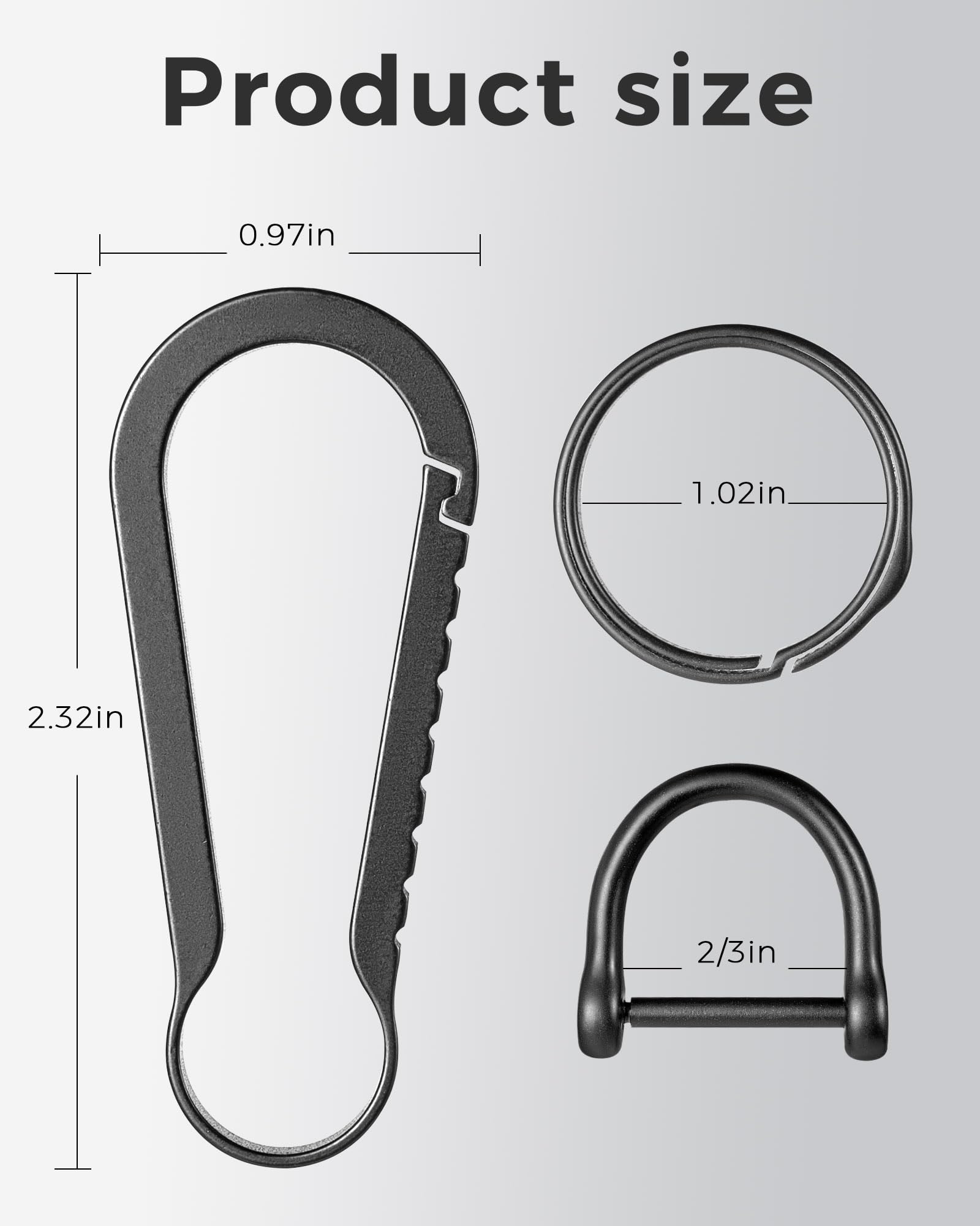 Fegve Key Fob Keychain, Key Rings For Car Keys,Titanium Key Chain Clip With Side-Pushing Keyring & 2/3Inch D Ring Keychain For M