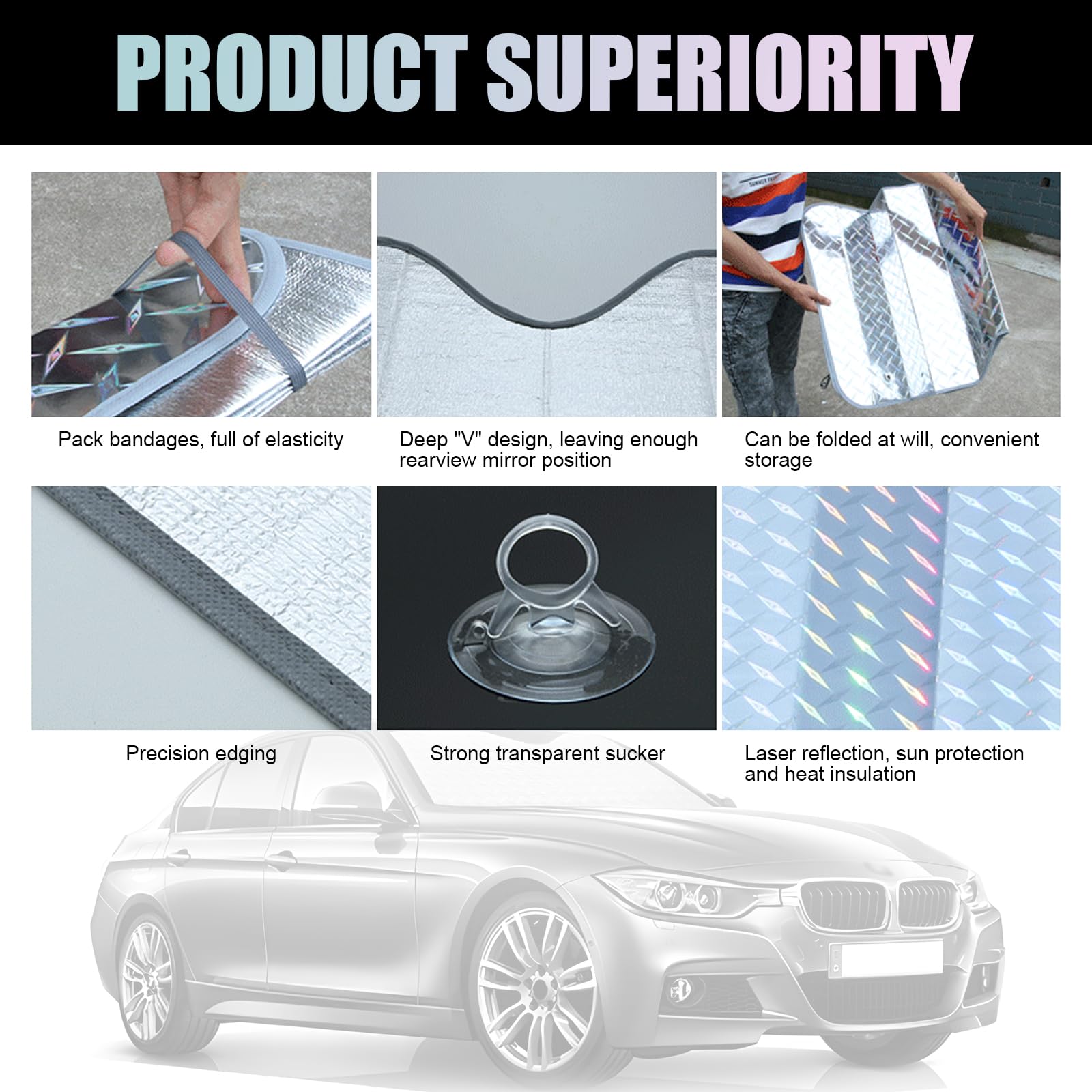 awlbed 1 PC Car Windshield Sun Shade, Portable Heat Insulation Reflector, Keep Cool, Universal Foldable Vehicle Front Window UV