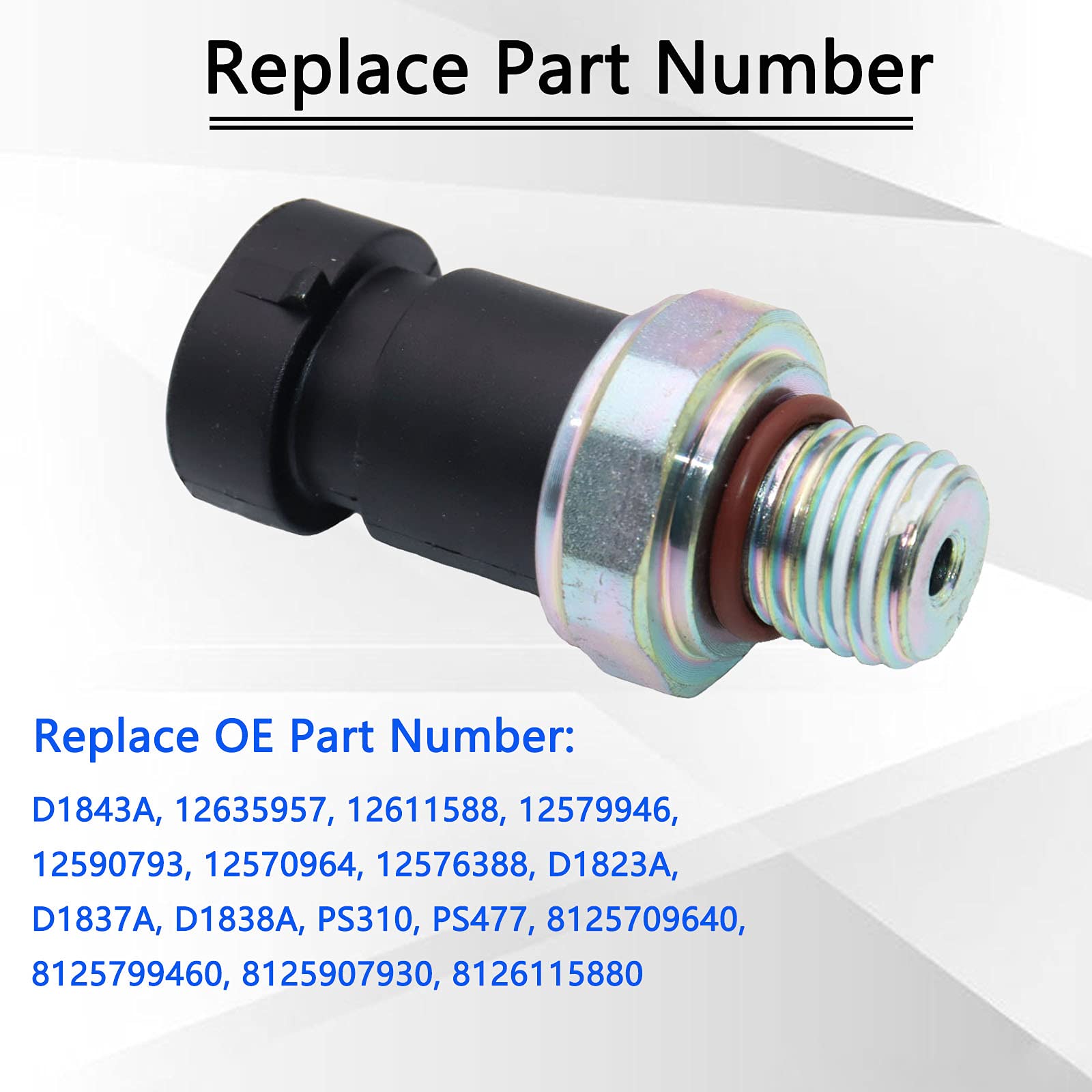 KEJSTED Oil Pressure Sensor Switch Sending Unit D1843A 12635957 Compatible with Chevy Colorado Equinox Trailblazer Malibu Impala