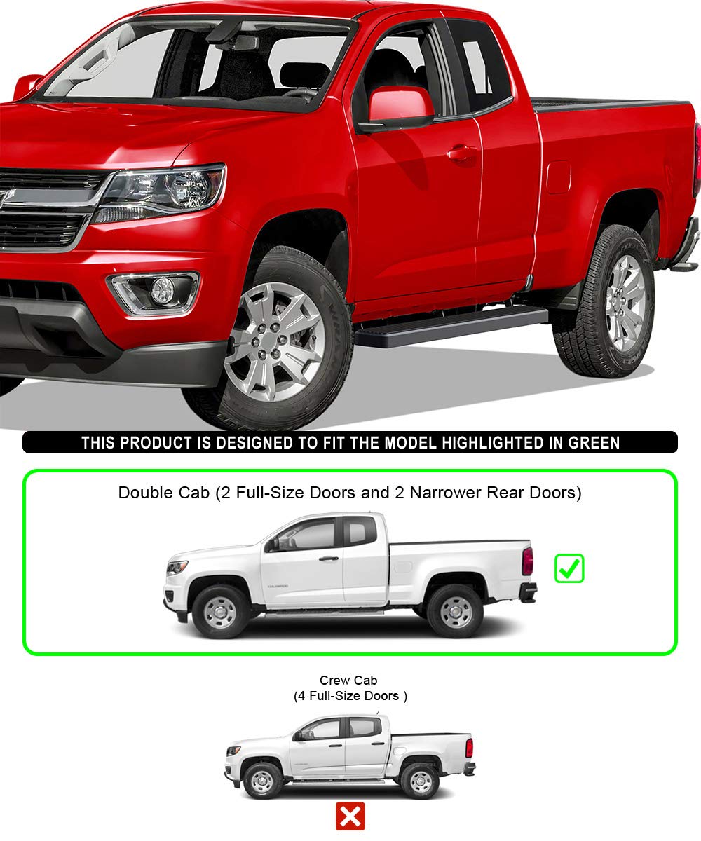 APS Running Boards (Nerf Bars Side Steps Step Bars) Compatible with Chevy Colorado GMC Canyon 2015-2025 Extended Cab (Black Powd
