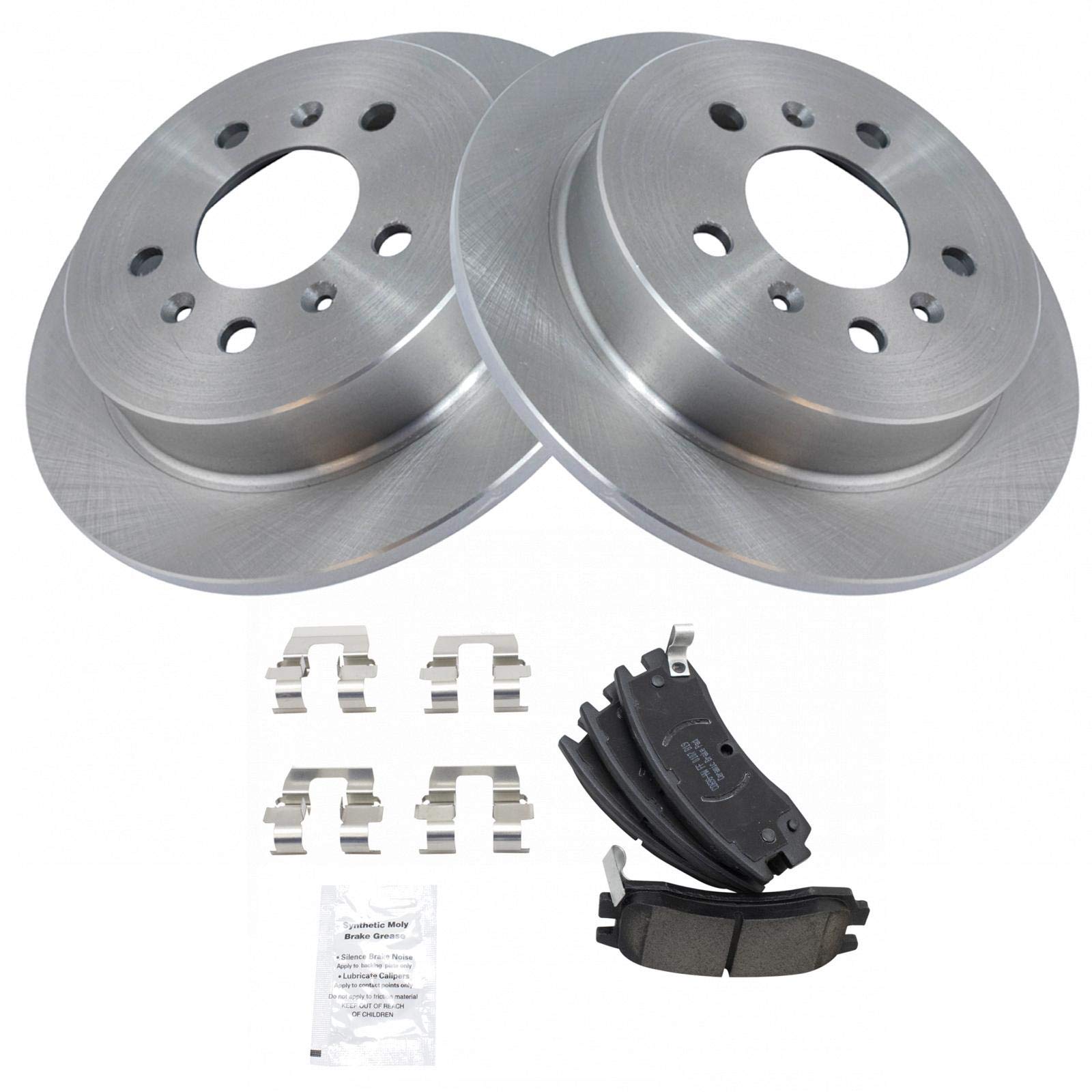 TRQ Rear Brake Pad & Rotor Kit Brake Pads Brake Rotor Ceramic Compatible with 2009 Buick LaCrosse 2006-2010 Chevrolet Impala 200