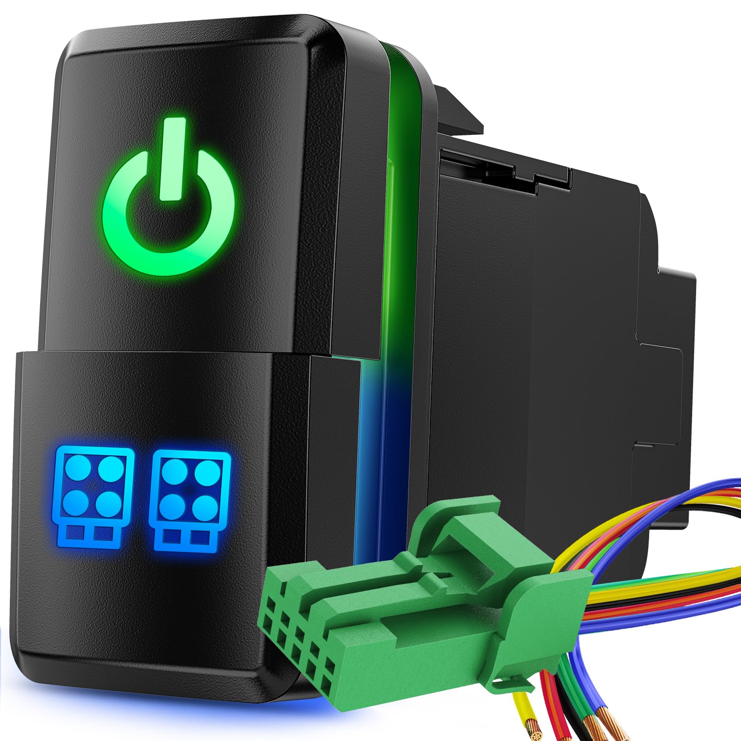 Nilight Power & Led Work Lights Dual Push Button Switch 12V On Off Switches With Connector Wire Kit 1.54'' X 0.83'' Replacement