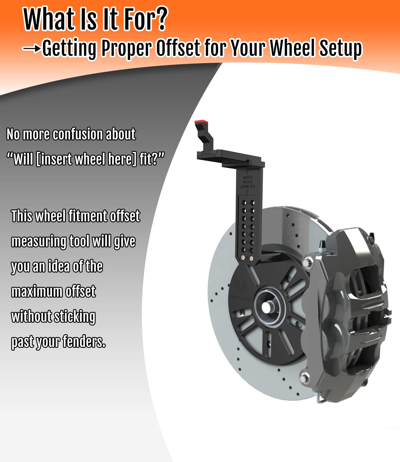 Alpha Rider Universal Wheel Fitment Tool Wheel Offset Tool Wheel Tool Car Wheel Offset Measuring Gauge Hub Tool Supports 13 To 20 Inch Wheel Diameters 4-Lug And 5-Lug Wheel Bolt Pattern (Plastic)
