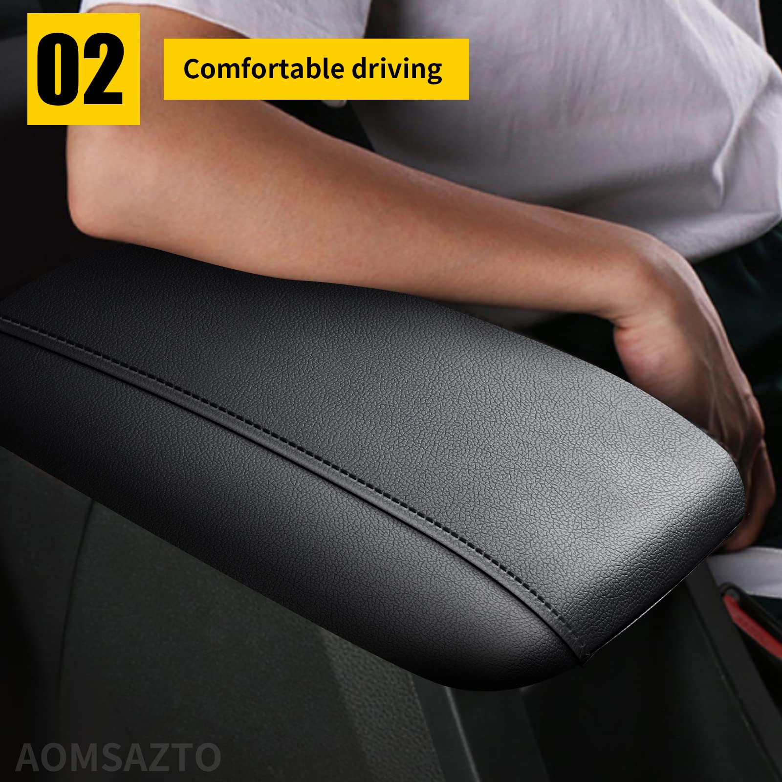Aomsazto Armrest Covers For Hyundai 2015-2019 Sonata Black Console Pad For Sonata