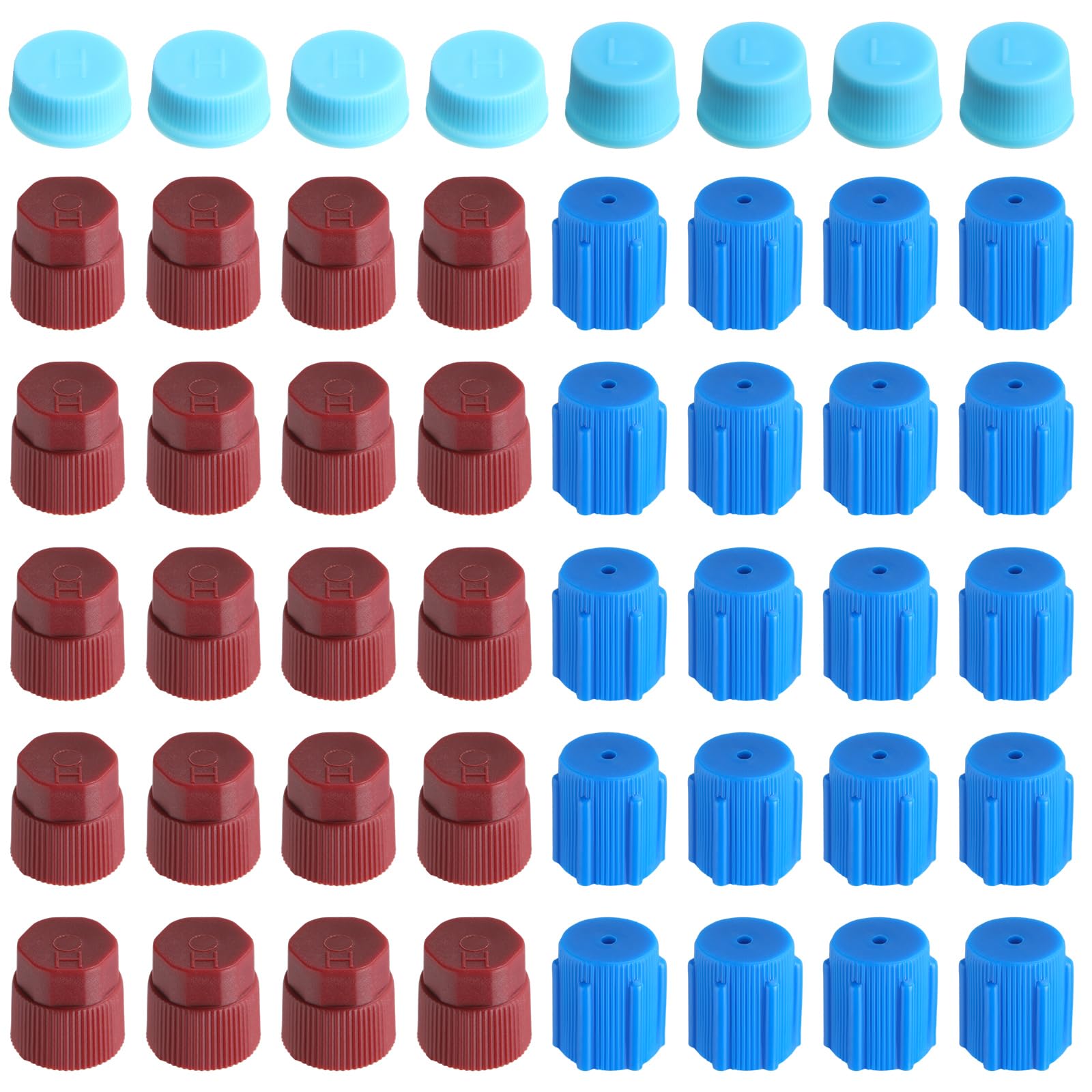 DaisyInner 48 Pcs R134a/R12 Valve Caps 13mm 16mm 17mm 17.5mm Charging Port Caps Air Conditioning Service System Charging Port He