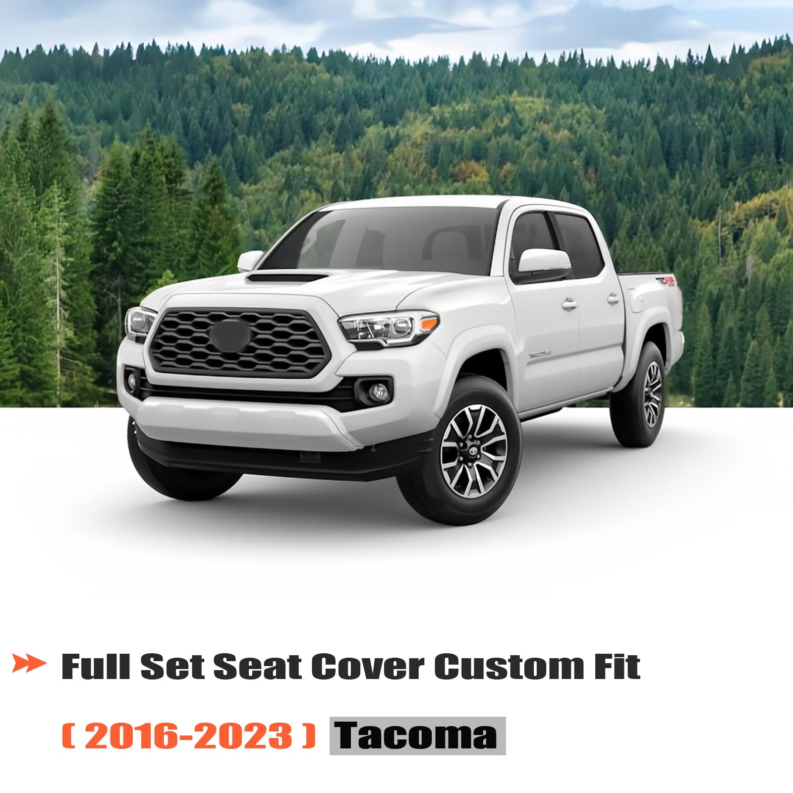 GIANT PANDA Full Set Car Seat Cover Custom Fit Toyota Tacoma 2016 2017 2018 2019 2020 2021 2022 2023 Double & Crew Cab and Exten