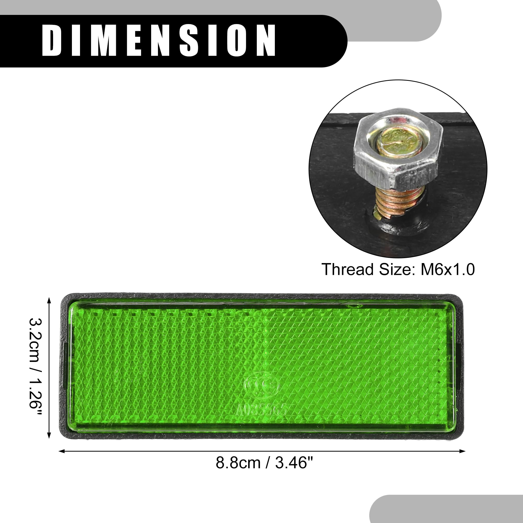 Partuto 4Pcs 3.46'X1.26' Universal Reflector - Rectangle Motorcycle Bike Safety Reflector Increase Visibility And Safety On The Road - Plastic Green