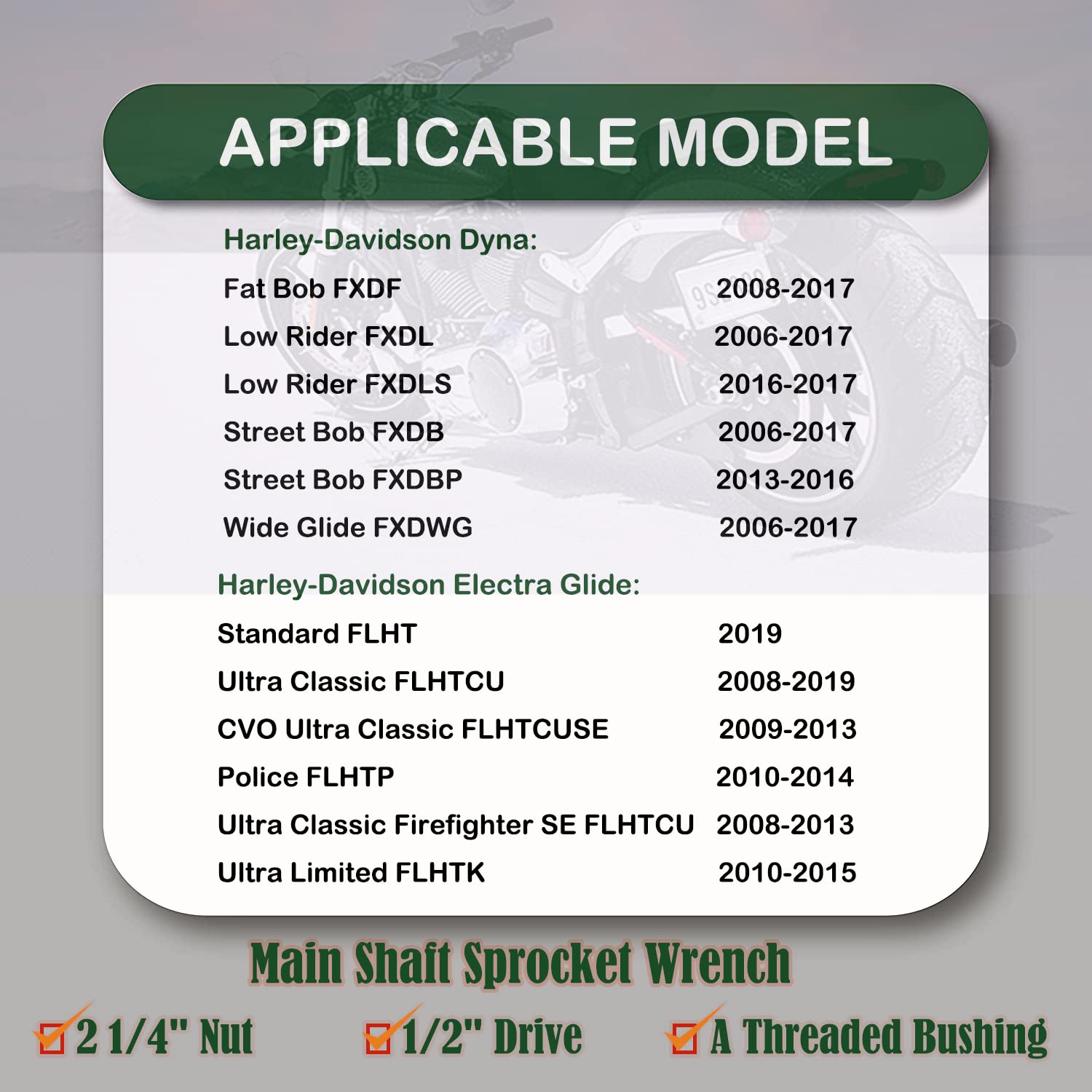 E-Cowlboy For Harley-Davidson Twin Cam &Dyna Tools Twin Cam Mainshaft Sprocket Socket Tool 2 1/4''(Fits: Dyna)