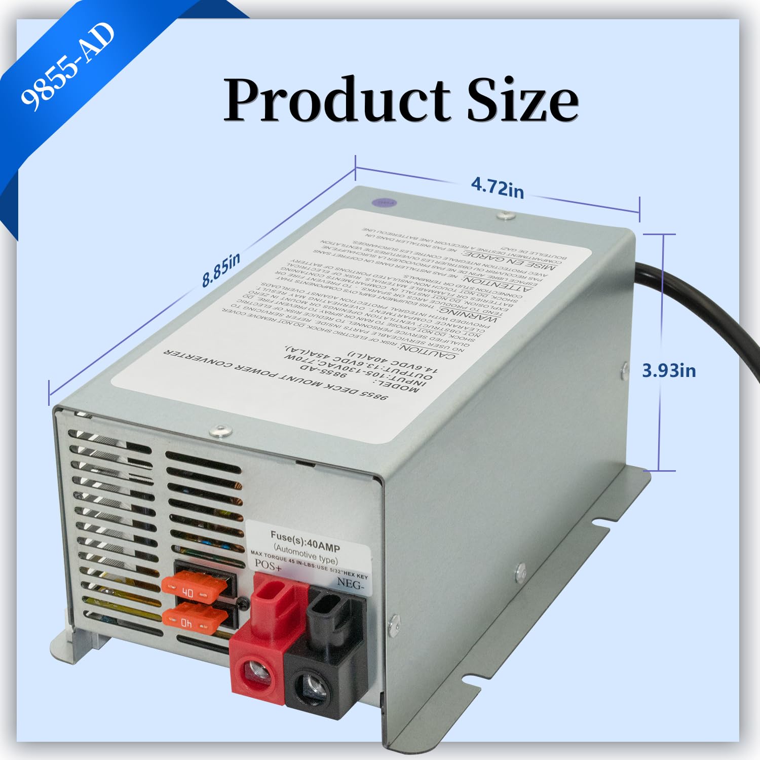 9855-AD Deck Mount Converter Replacement for RV Trailer Camper 9800 Series (55amp)