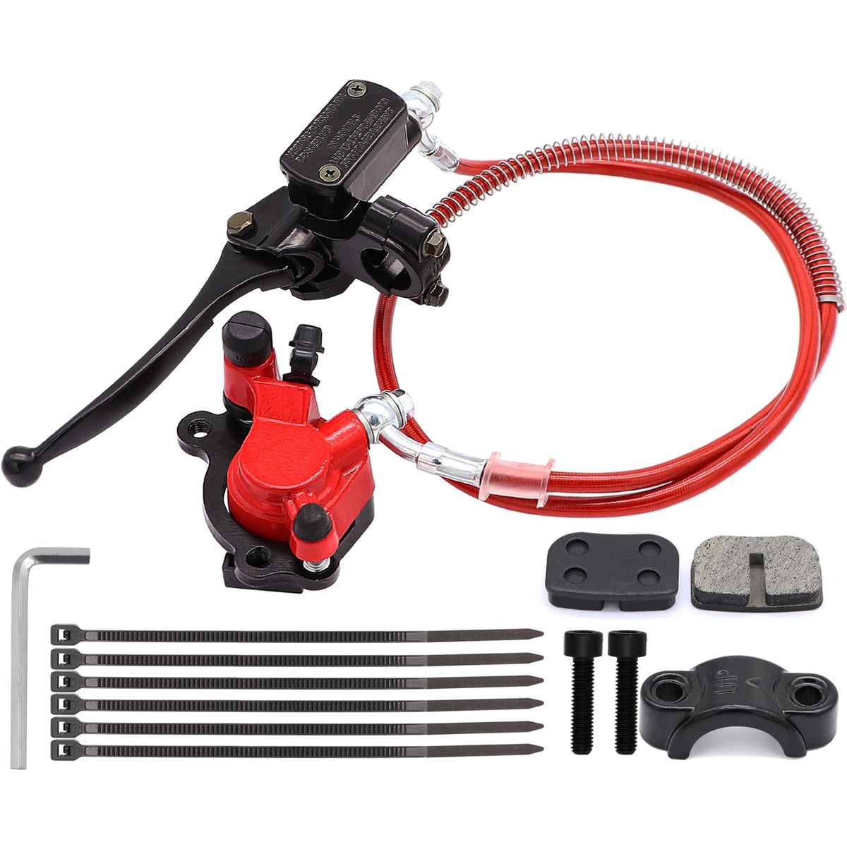 Upgraded Mini Bike Brake Kit Hydraulic Brake Assembly Of The Left 7/8' Handlebars For Predator 79Cc 97Cc 2.8Hp Baja Doodle Bug Db30 Blitz Dirt Bug Racer(Red)
