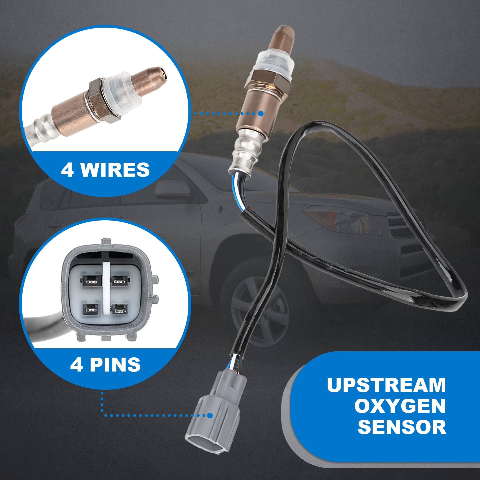 Oxygen Sensors Compatible with 2004-2011 Toyota Camry 2.4L, 2006-2008 Toyota RAV4 2.4L Downstream & Upstream O2 Sensor Replaces#