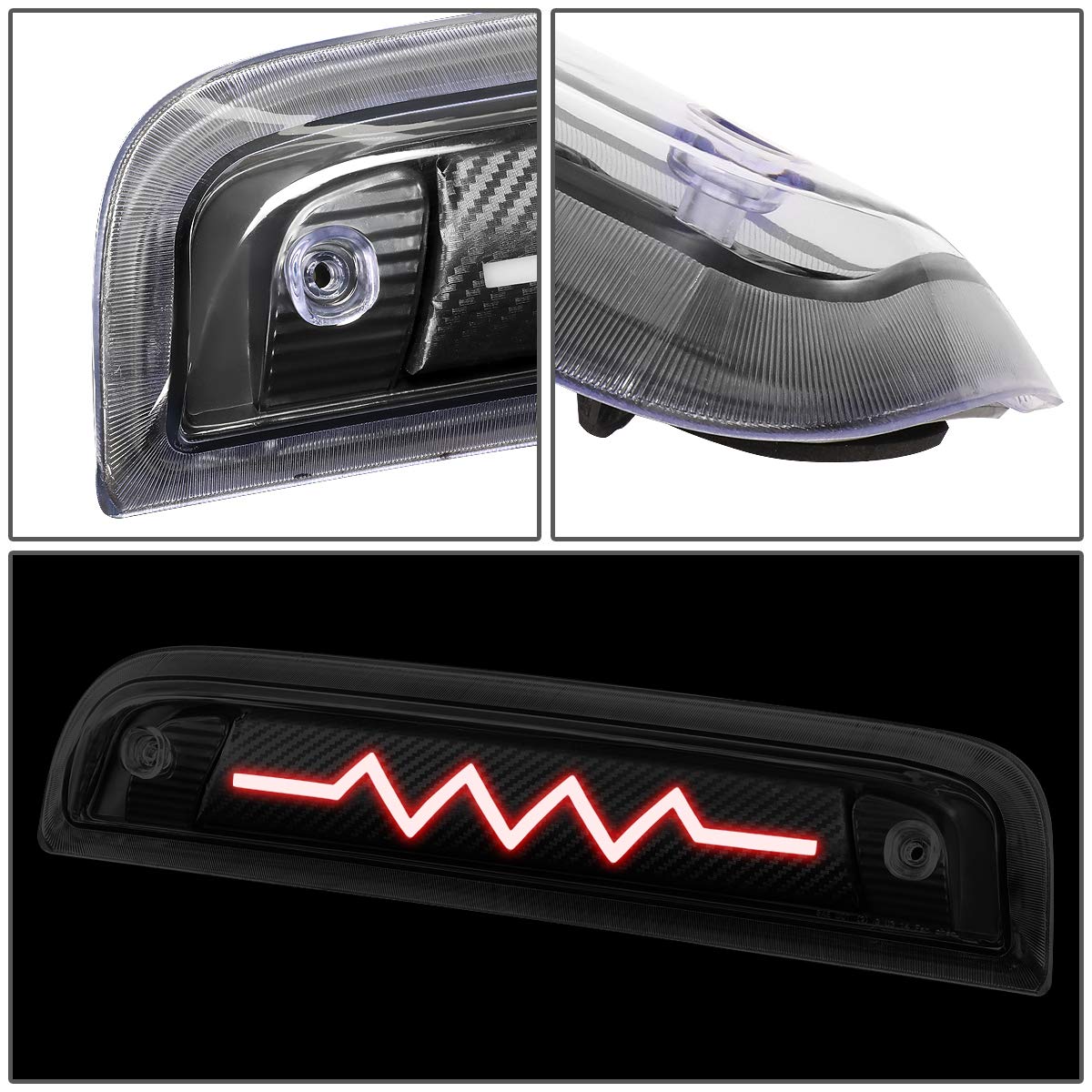 Dna Motoring 3Bl-Gmc15-3D-T5-Led-Bk Black Housing Pulsating Line 3D Led High Mount 3Rd Third Brake Light [Compatible With 14-18