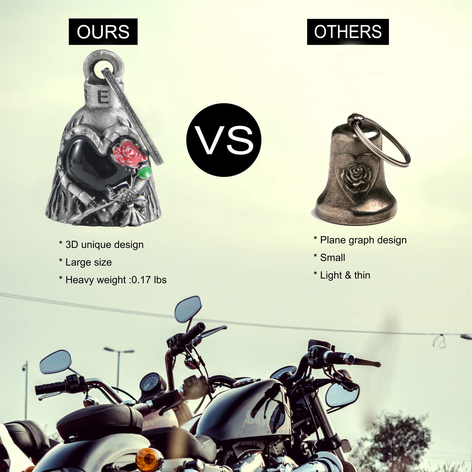 Dream Apparel Motorcycle Bells For Bikers,Colorfu Rider Bells With Hanger Biker Bells Key Chain For Luck