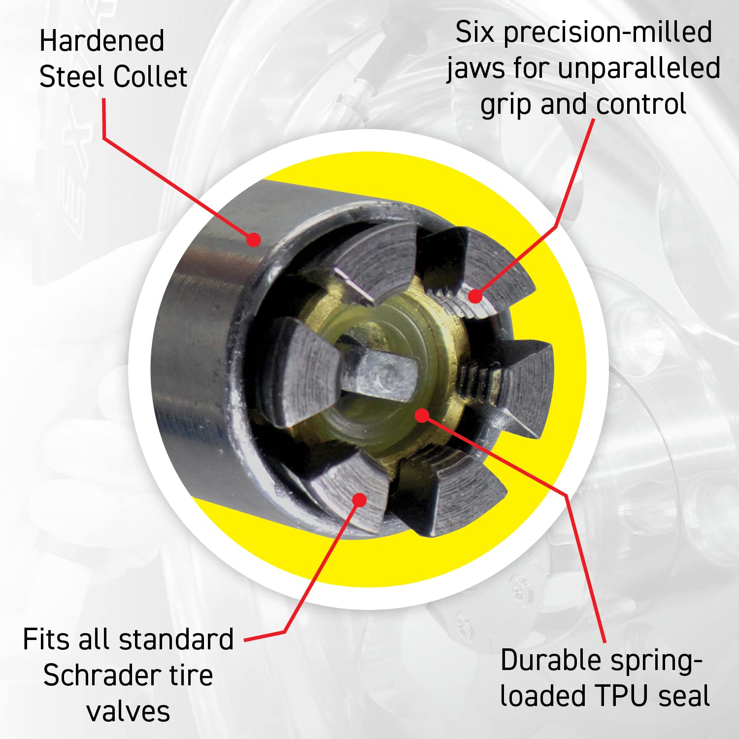 Locknflate® Locking Air Chuck - Six Steel Jaws Lock Onto Any Tire Valve - Won'T Leak Or Pop Off - Rated To 150 Psi - Closed Flow