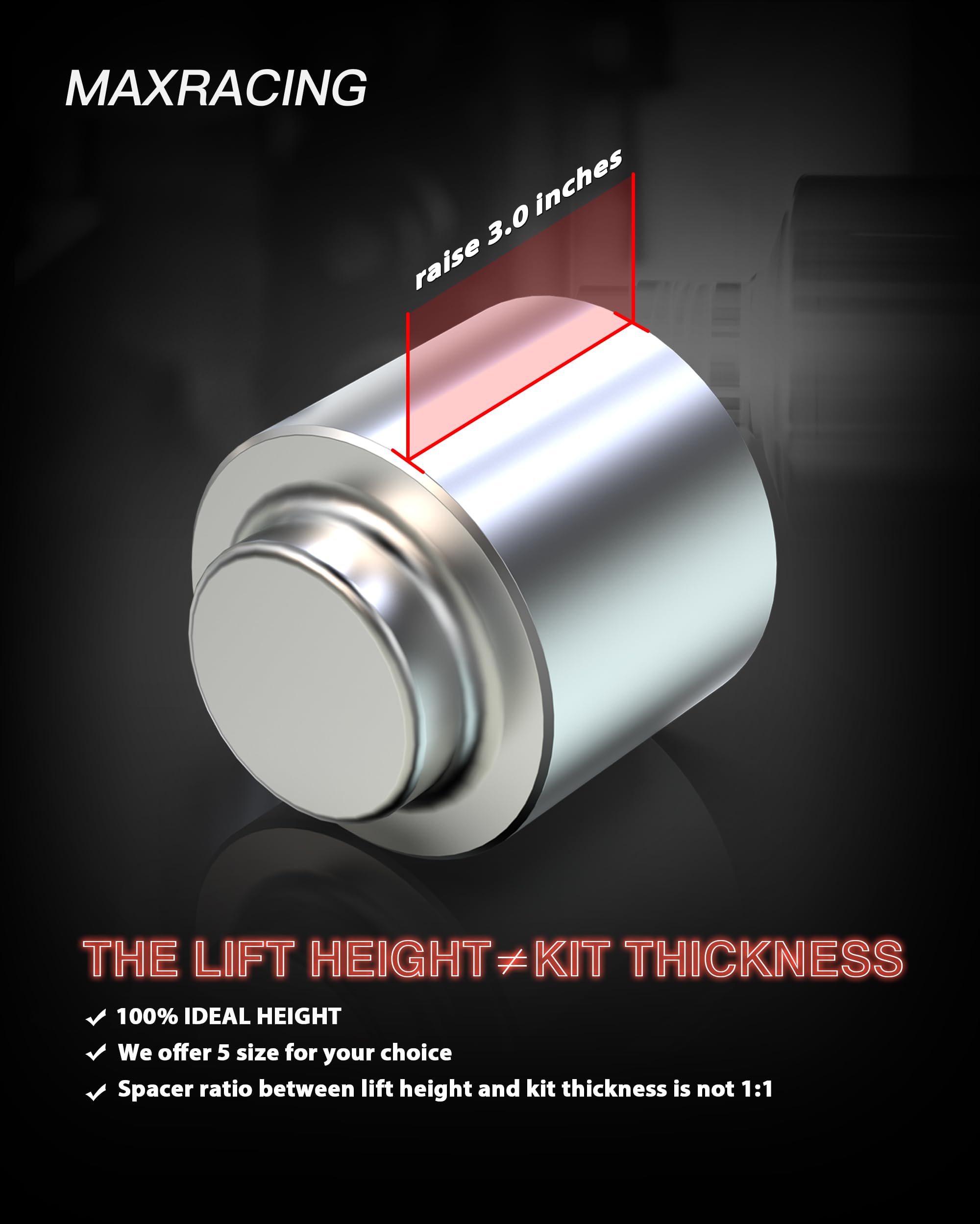 Maxracing 3'' Rear Leveling Kit & Rear Lift Spacers Compatible With 2009-2025 Dodge Ram 1500 | 2000-2020 Tahoe | 2000-2020 Subur