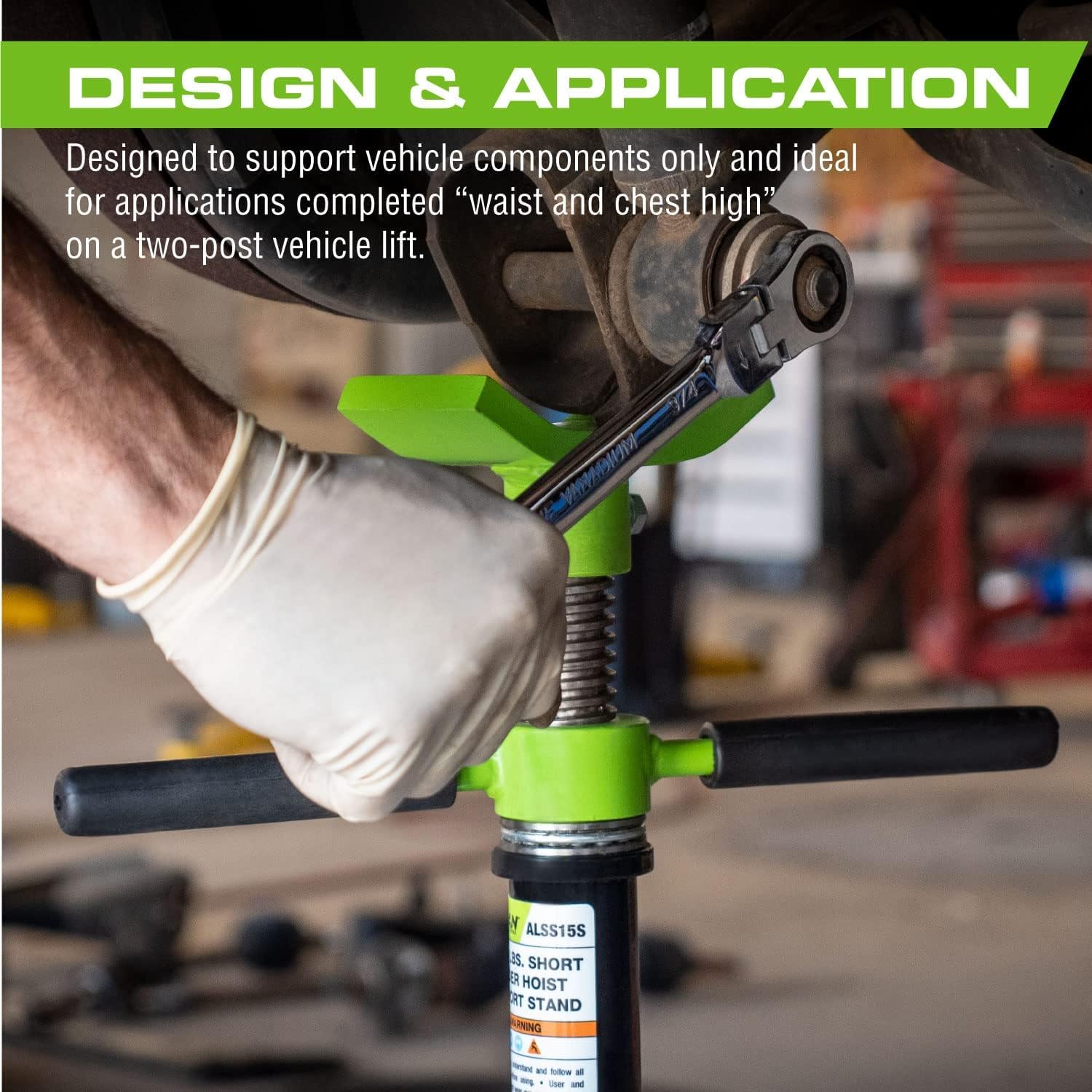 Arcan 1,500 Lb Underhoist Support Stand, Short Style, 48-76 Inch Height Range, Self-Locking Screw, Heavy-Duty Base, Alss15S