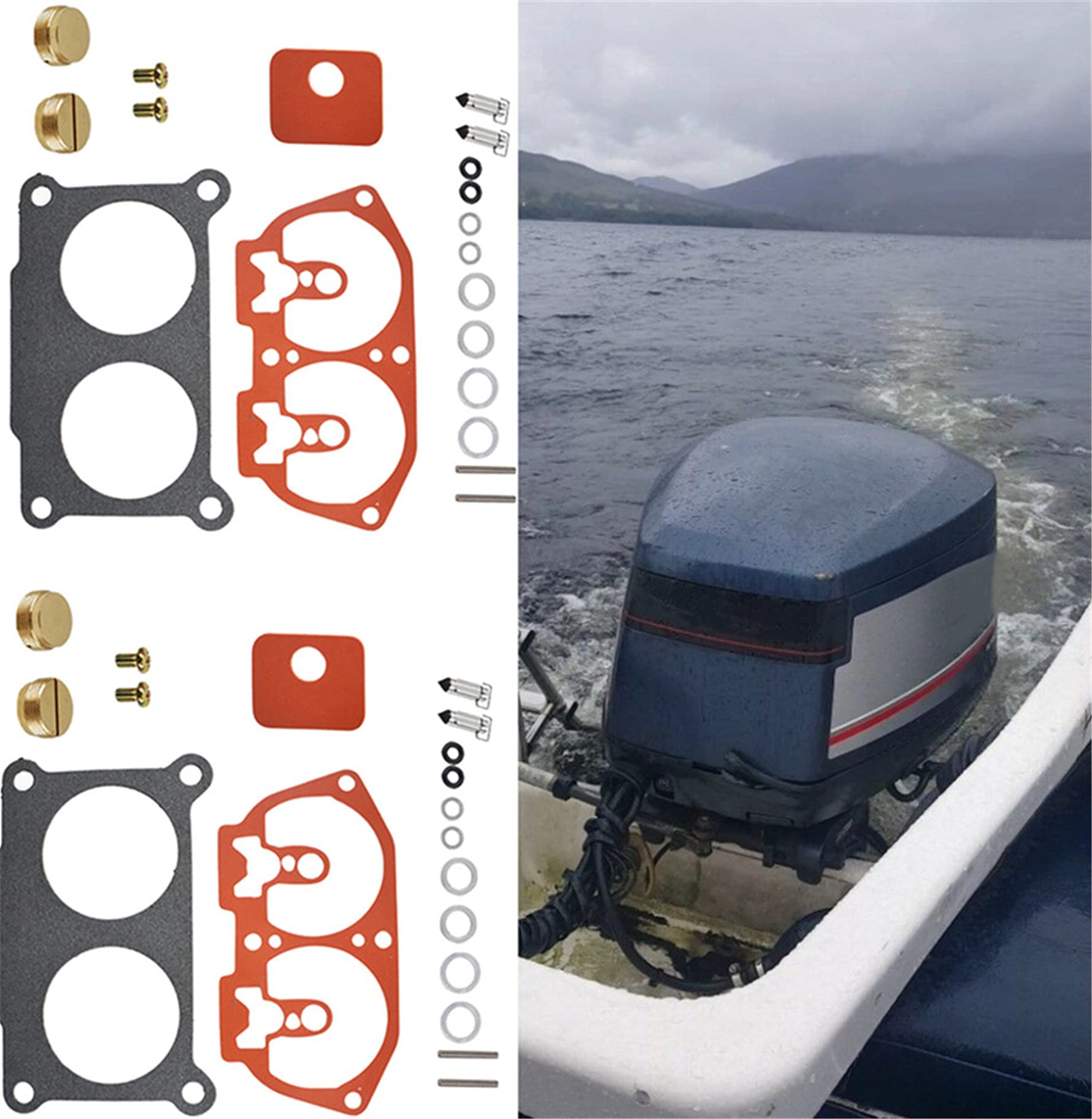 2 - Pack Carb Carburetor Rebuild Kit Replacement for Yamaha Outboard V4 V6 115 130 150 175 200 225 HP