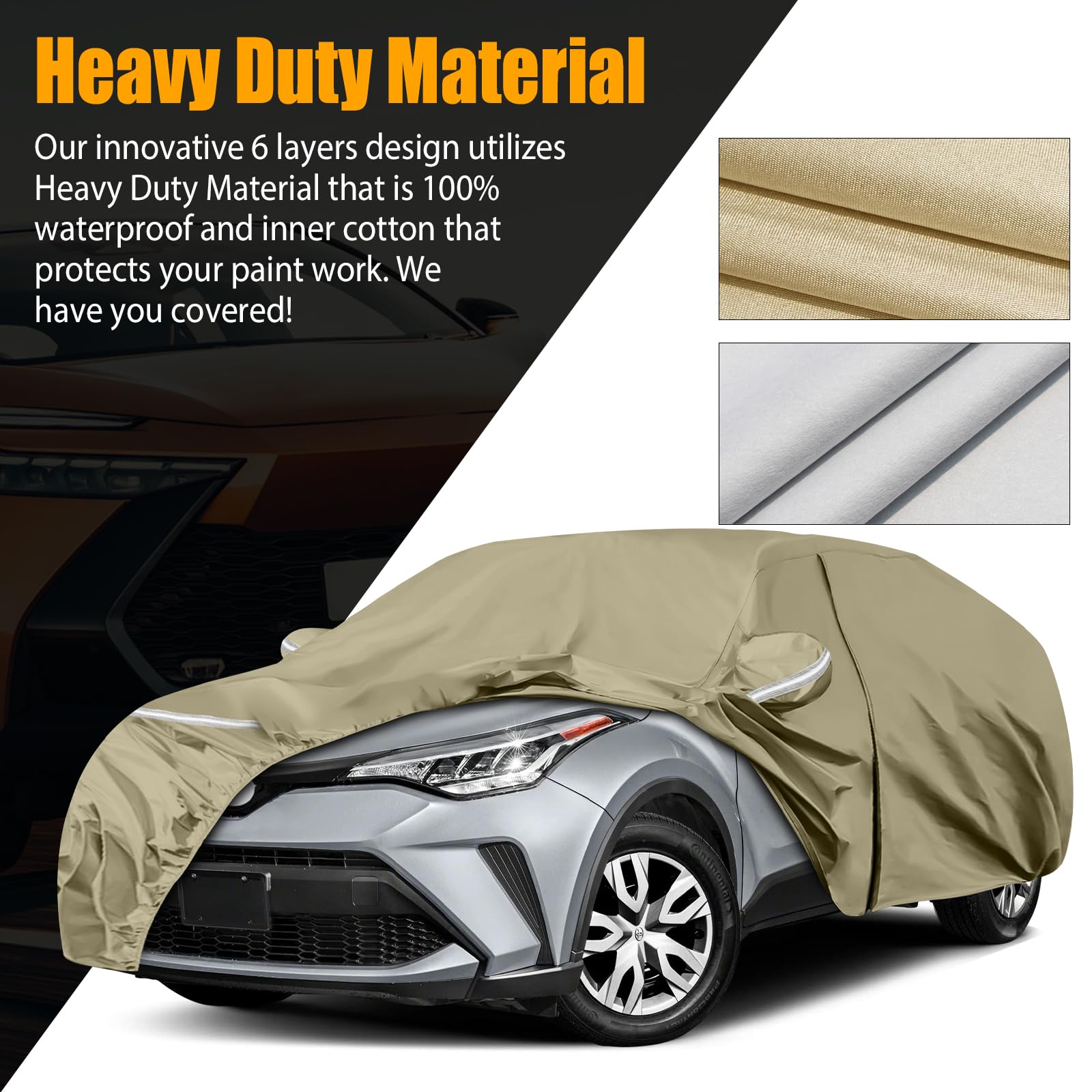 Waterproof Car Covers Replace for 2018-2025 Toyota C-HR, Multilayer Heavy Duty with Cotton Liner All Weather Car Cover with Zipp