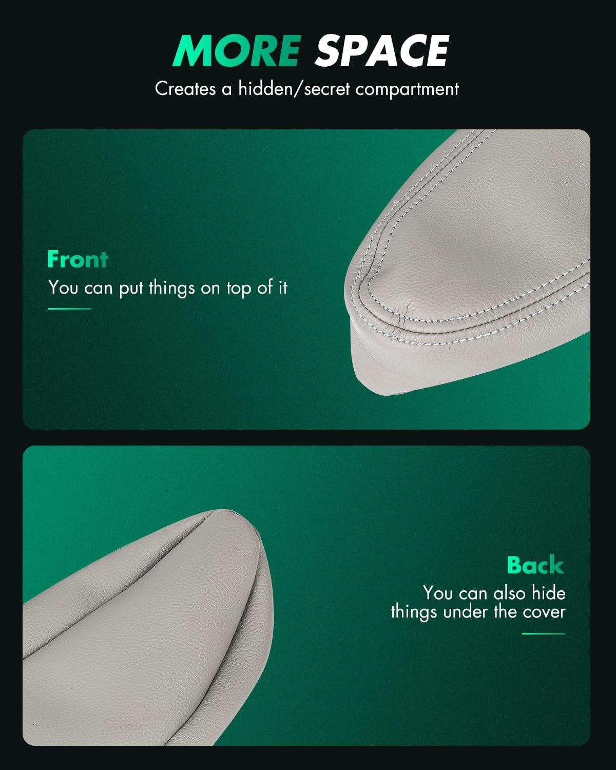 SCITOO Seat Armrest Covers Real Leather Compatible with 2001-2007 for Toyota Sequoia Gray Center Console Lid Replacement