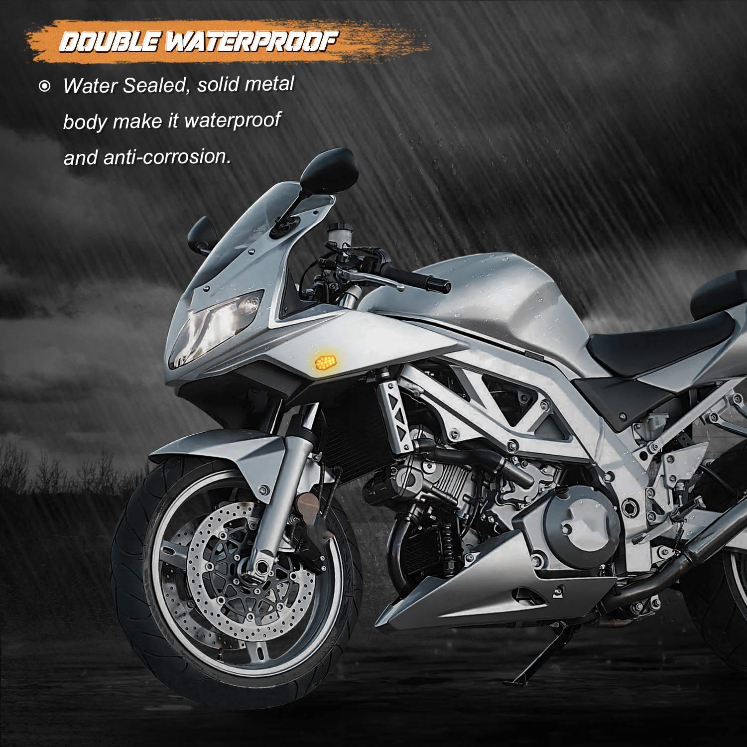 Nthreeauto 2Pcs Amber Flush Mount Led Turn Signal Lights Compatible With Suzuki Gsxr 600 750 1000, Sv 650/650 S 1000/1000 S, Bandit - Universal 12V Motorcycle Indicators