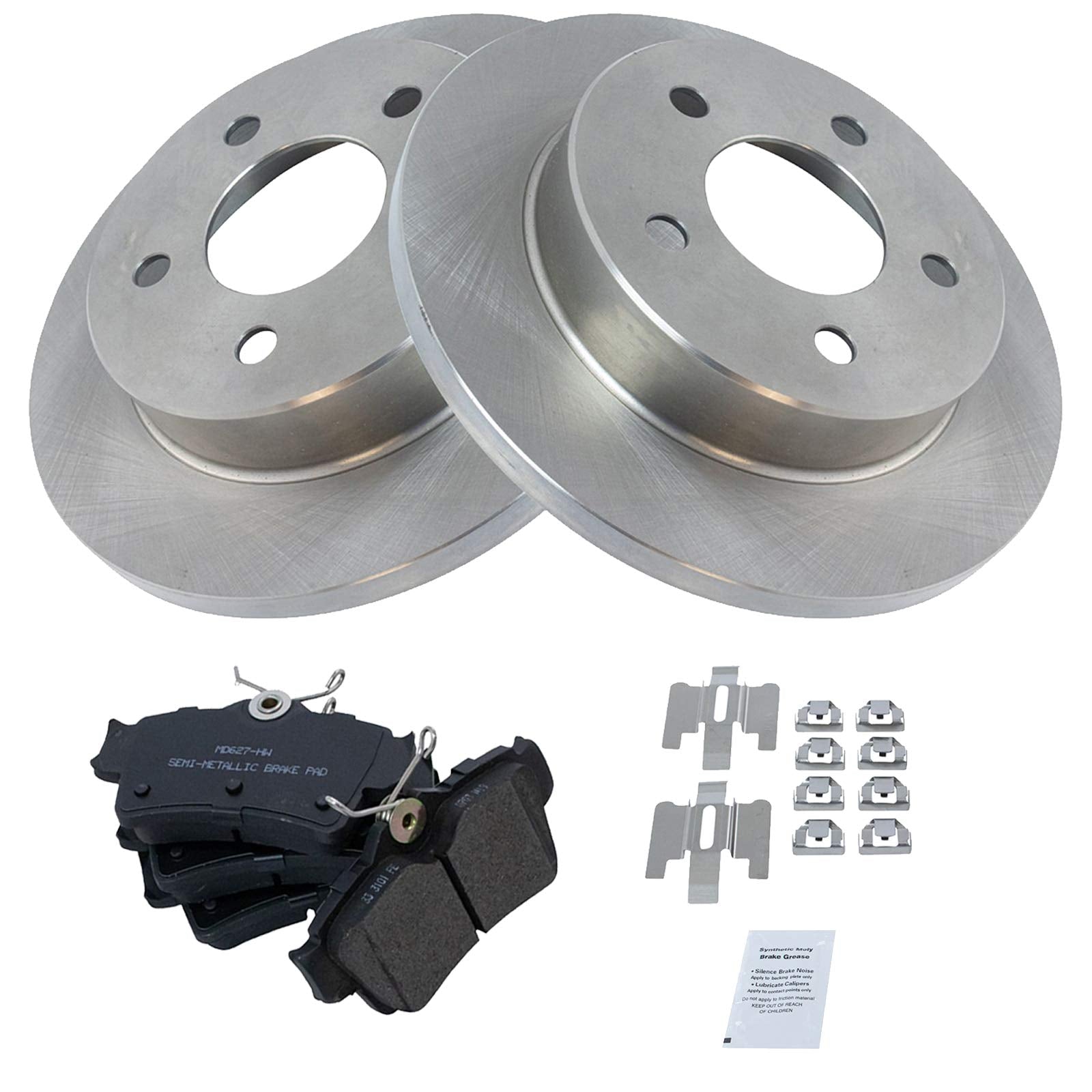 Trq Rear Brake Pad & Rotor Kit Semi-Metallic Compatible With 1994-2004 Ford Mustang