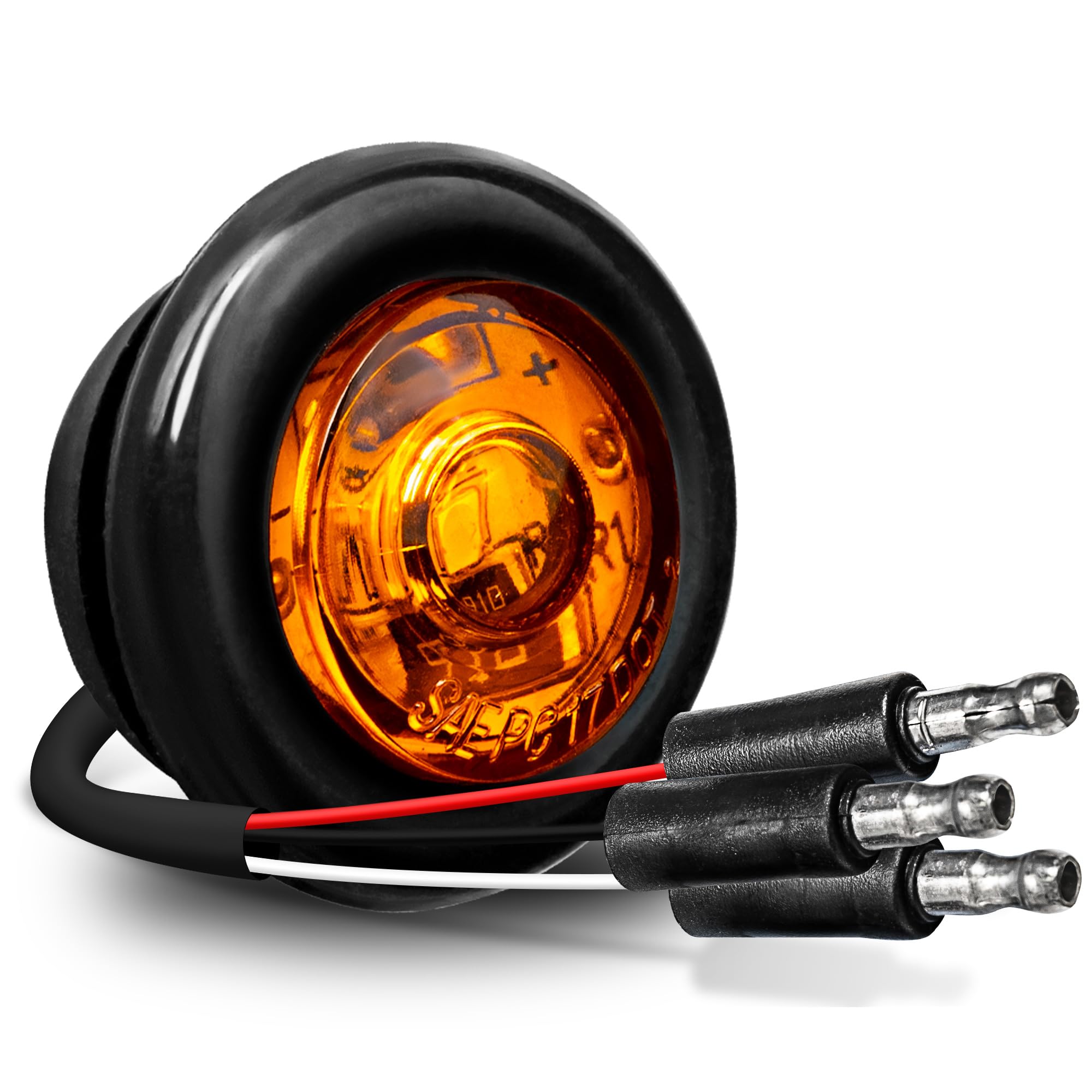 True Mods 3/4'' Inch Round Amber Trailer 12V Led Marker Light [3 Wire/Drl & Turn Signal] [Dot Fmvss 108] [Sae P2Pc] [Semi-Spheri