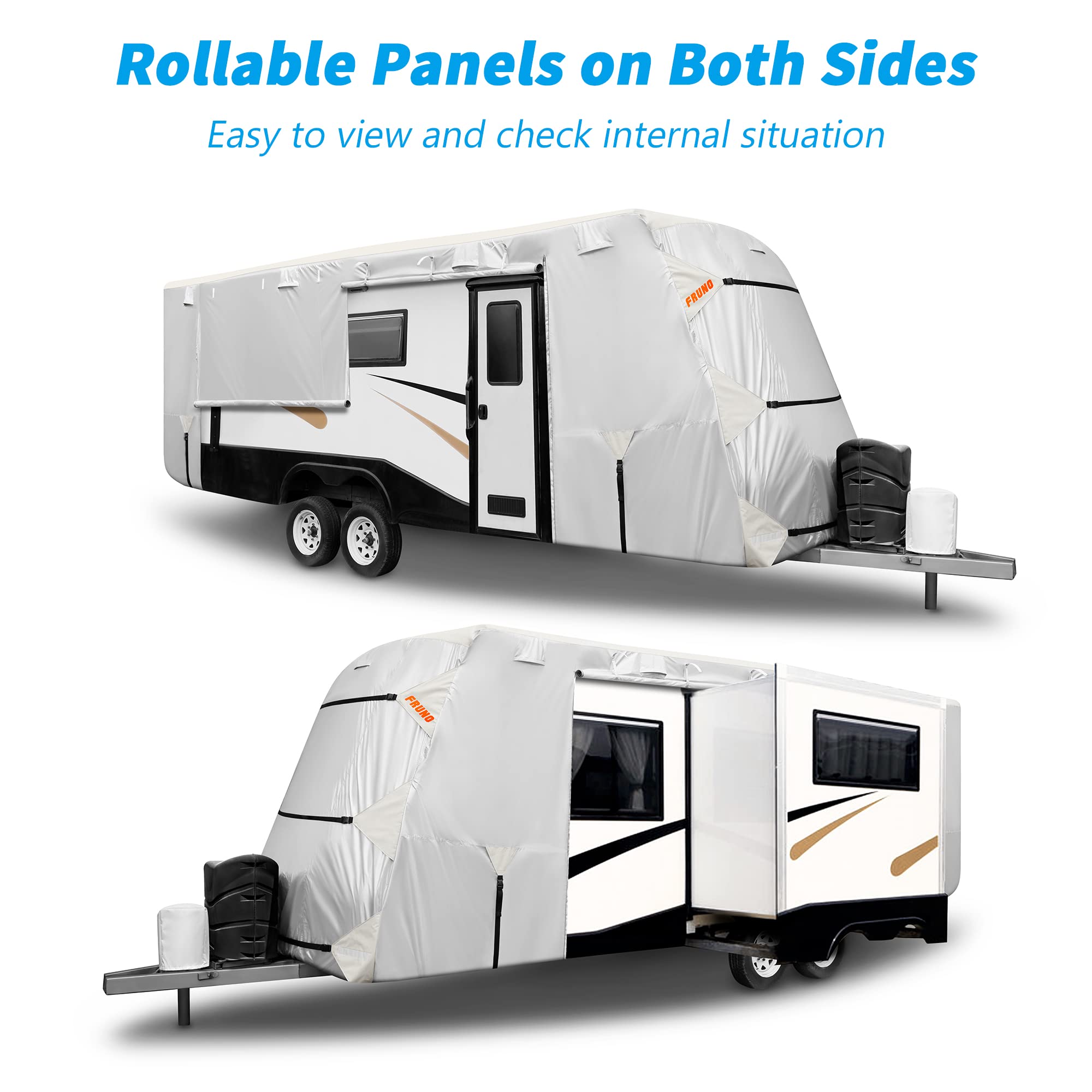 FRUNO Class C RV Cover - Waterproof, Rip-Resistant, Fits 23'-26', Includes Tire & Gutter Covers, Model F-C-2326