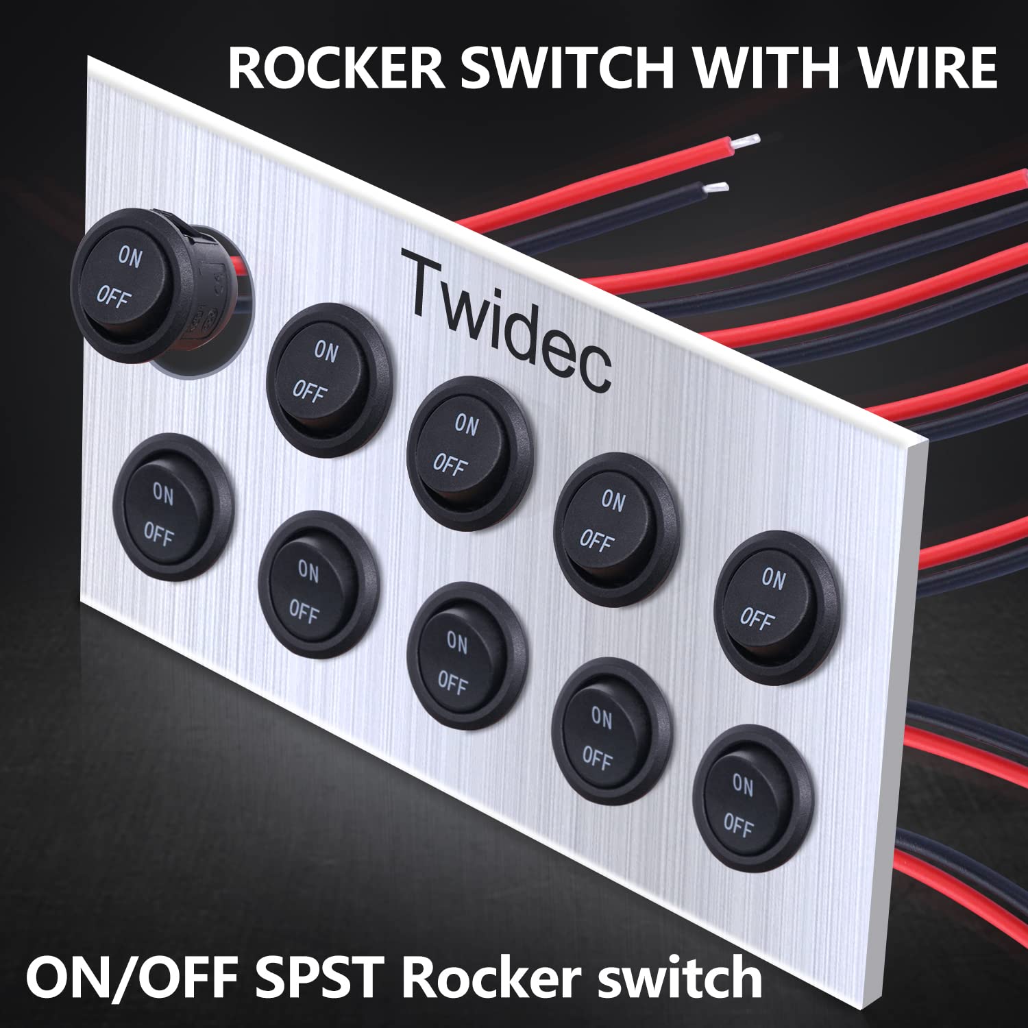 Twidec/5Pcs 12V Round Rocker Switch Ac 6A/250V 10A/125V Spst 2 Pin 2 Position On/Off Toggle Switch For Car Boat Automotive Rv Bl