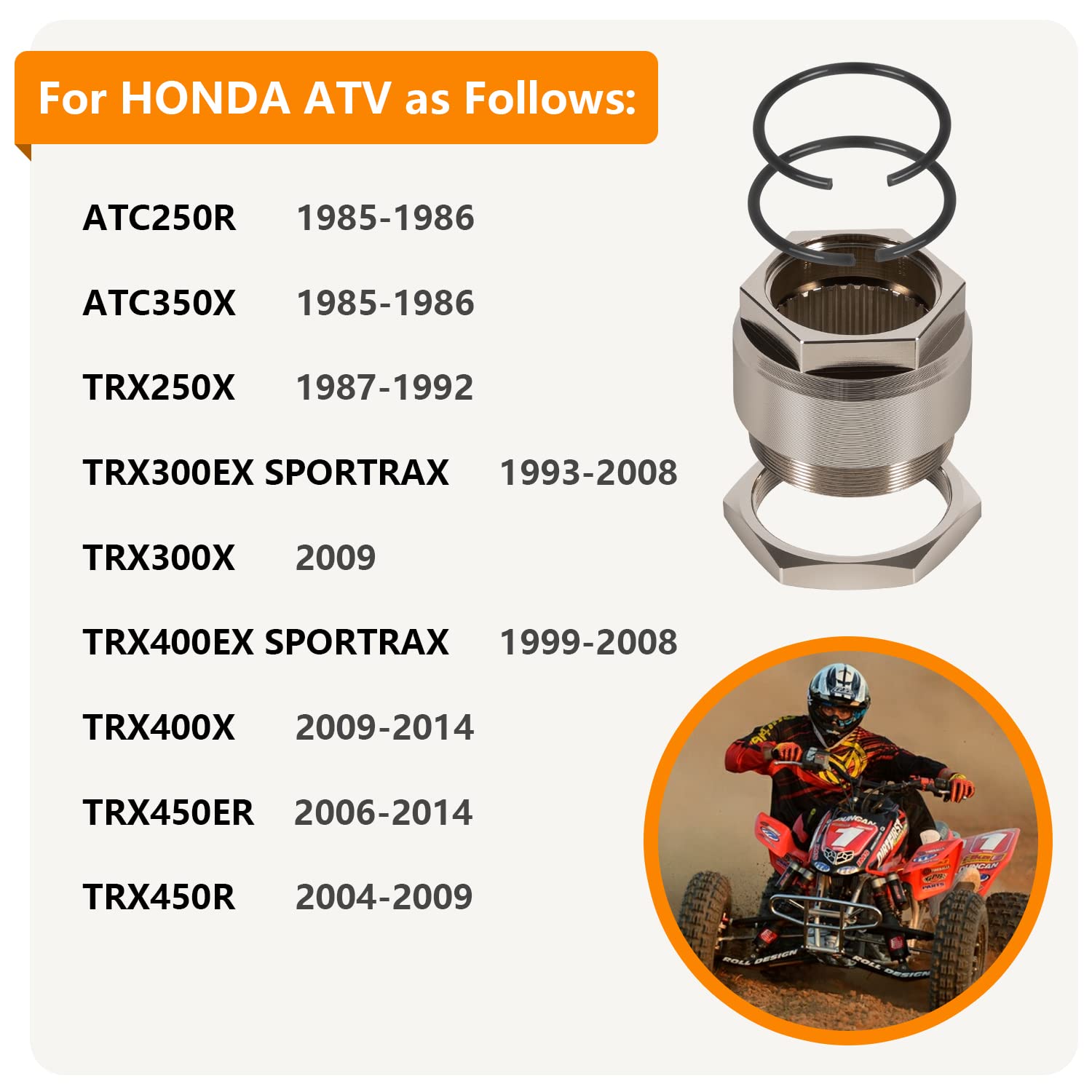 Rear Axle Nut Clip Bolt Jam Sleeve Fits For Honda Trx300Ex Trx400Ex Trx250X Trx300X Trx400X Trx450R Trx450Er Atc250R Atc350X Sportrax