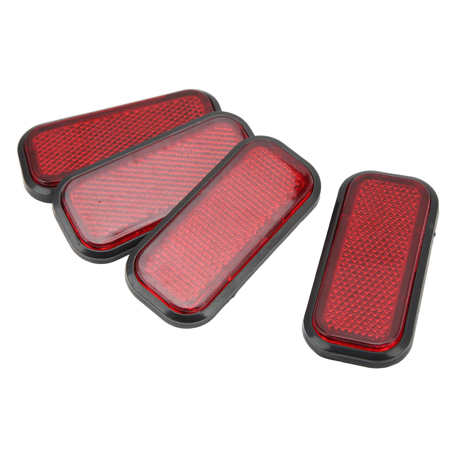 Kimiss 4 Pcs Red Reflectors Stick On Reflectors Motorcycle Safety Reflector Reflective Sticker Rectangle High Visibility Reflective Stick-On Prism Reflector Universal For Car Motorcycle
