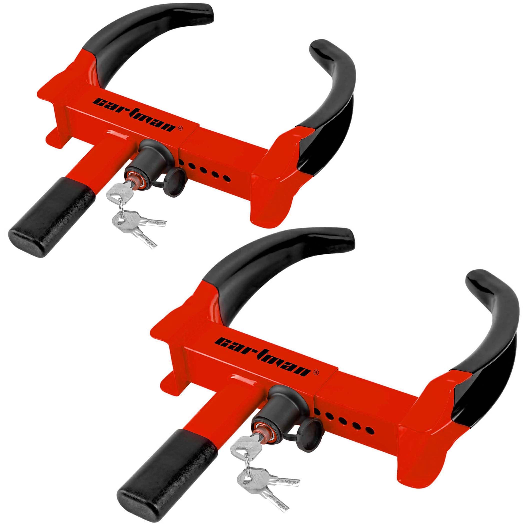 Cartman 2 Packs Heavy Duty Trailer Lock Wheel Clamp, Red/Black Universal Security Tire Lock, Adjustable Anti Theft Lock For Trai