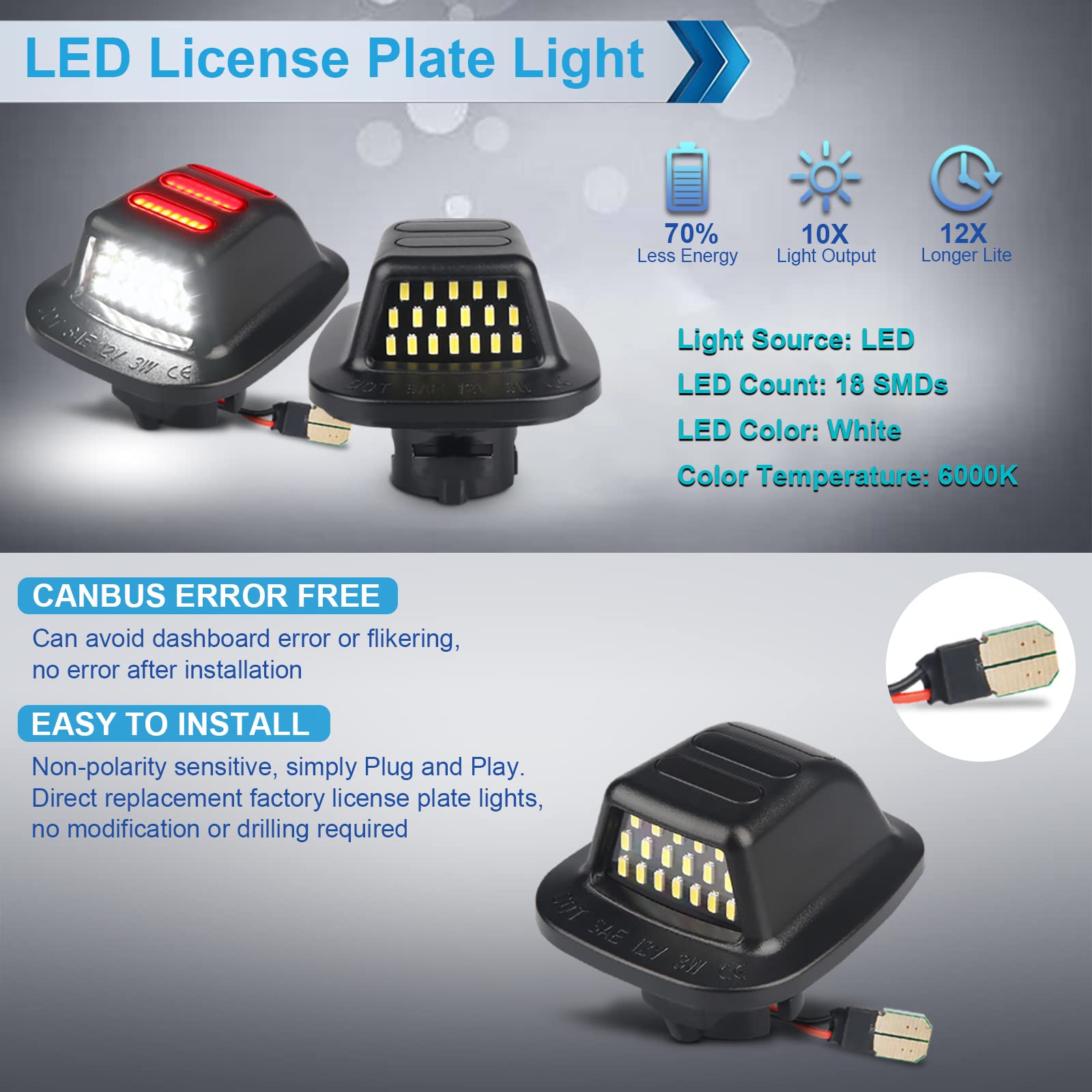 Mbuydiy Led License Plate Light Lamp With Red Oled Neon Tube Compatible With Chevy K1500 C1500 1988-1999, Silverado Sierra 1988-