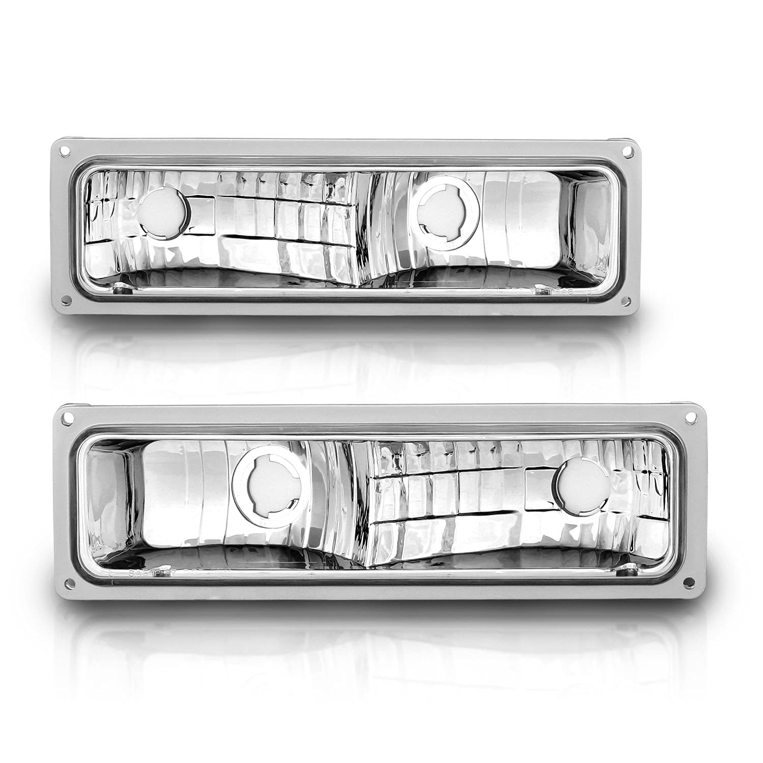 Amerilite For Chevy Gmc C/K Pickup Truck Full-Size Euro Style Crystal Replacement Bumper Pack/Signal Lights Assembly Pair - Pass