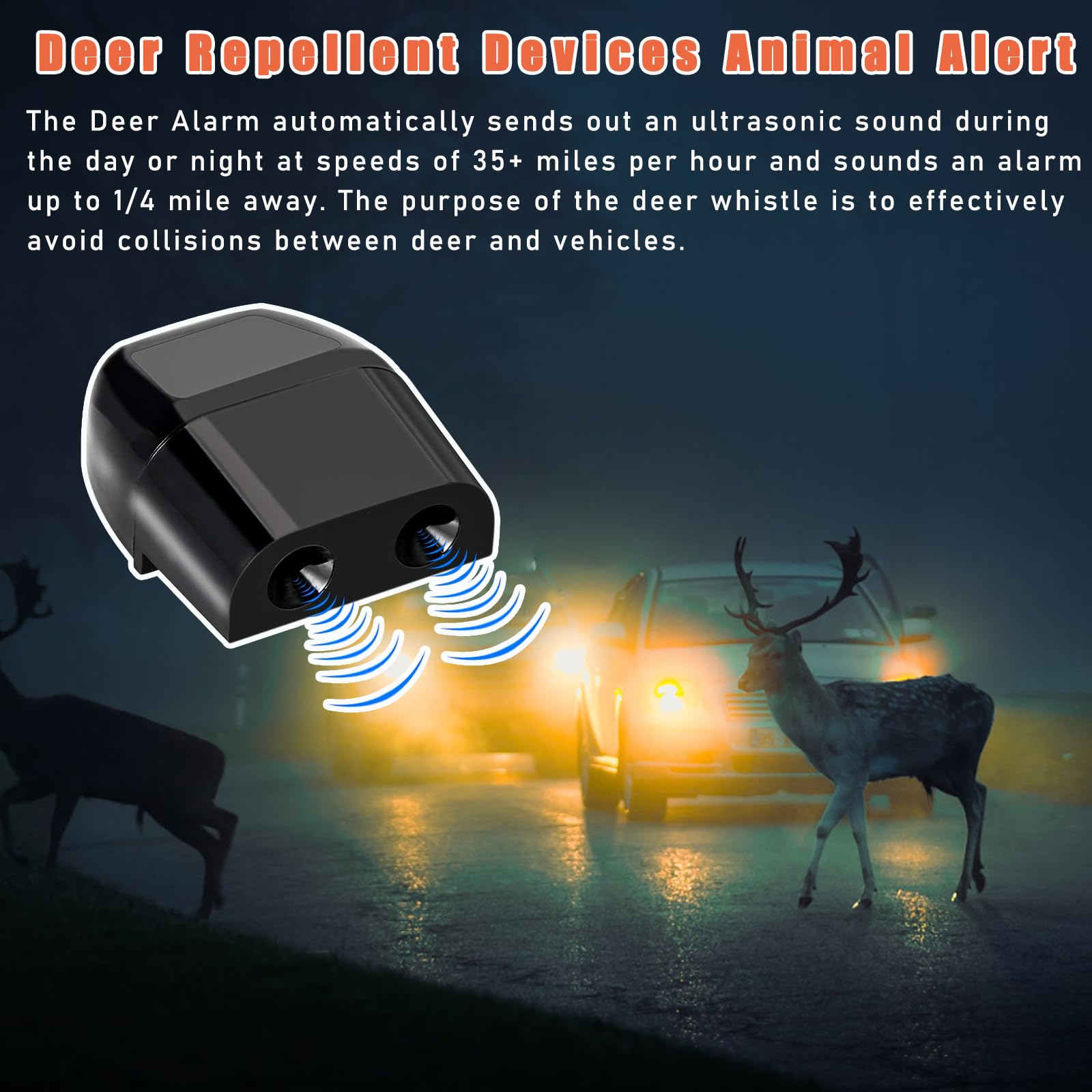 Dickno 2 PCS Deer Whistles for Car, Automotive Deer Warning Whistle Devices, Animal Warning Devices Avoids Collision, Universal