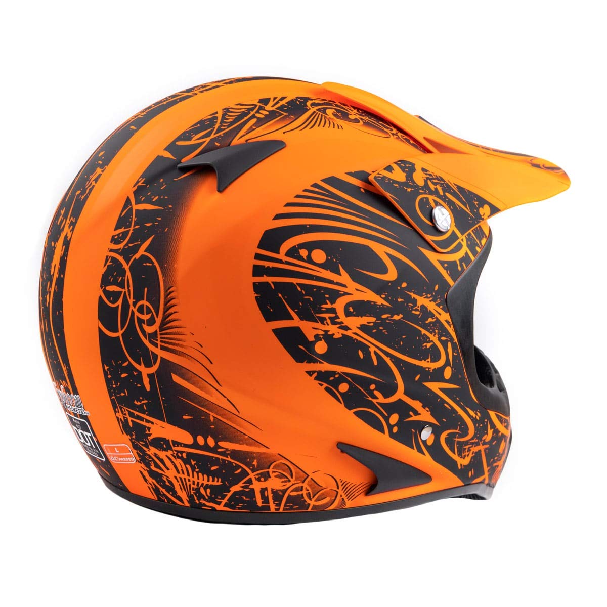 Typhoon Adult Atv Mx Helmet Goggles Gloves Gear Combo Matte Orange W/ Black ( Small )