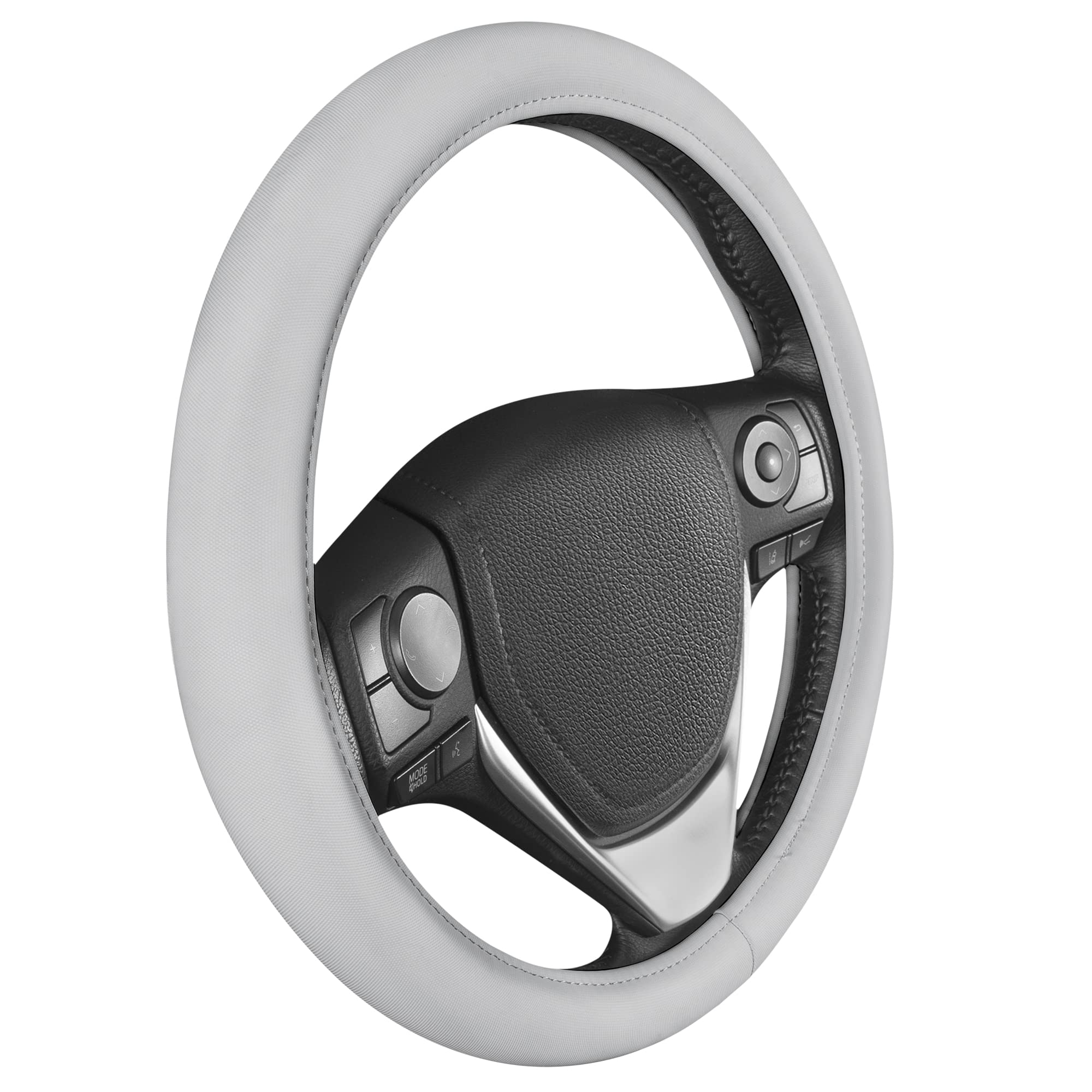 Bdk Ultra Soft Gray Steering Wheel Cover, Unisex Car Accessories Non-Slip Comfy Soft Grip Faux Leather Auto Steering Wheel Cover