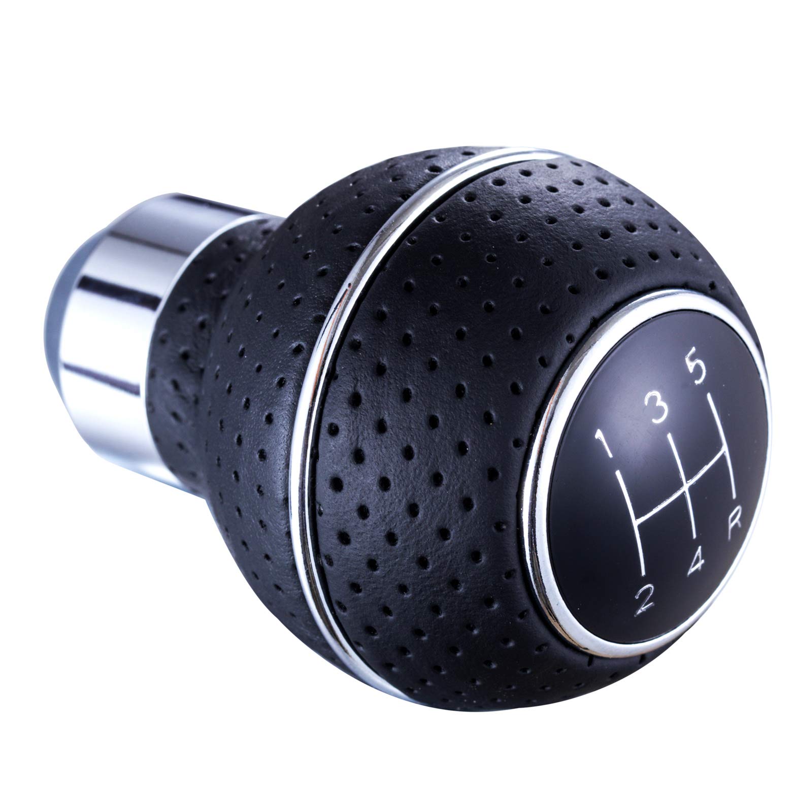 Arenbel 5 Speed Shifter Knobs Car Ball Shift Lever Stick Leather Gear Handle Replacement Fit Most Manual Vehicles, Black