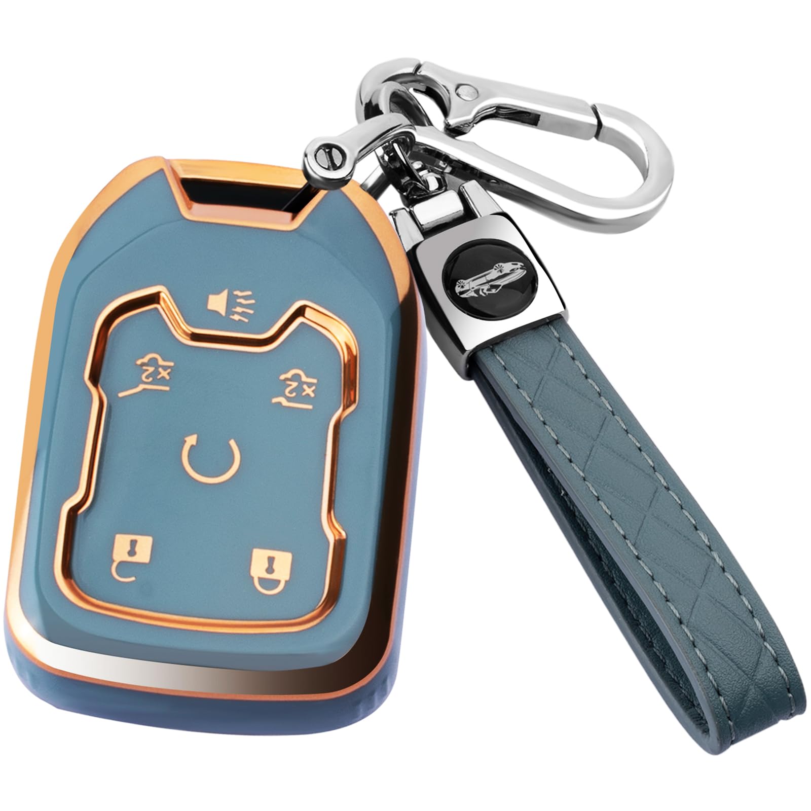 Xiyang Trade For Gmc Key Fob Cover With Keychain, Soft Tpu Full Protection Key Shell Key Case Compatible With Chevy Silverado Su