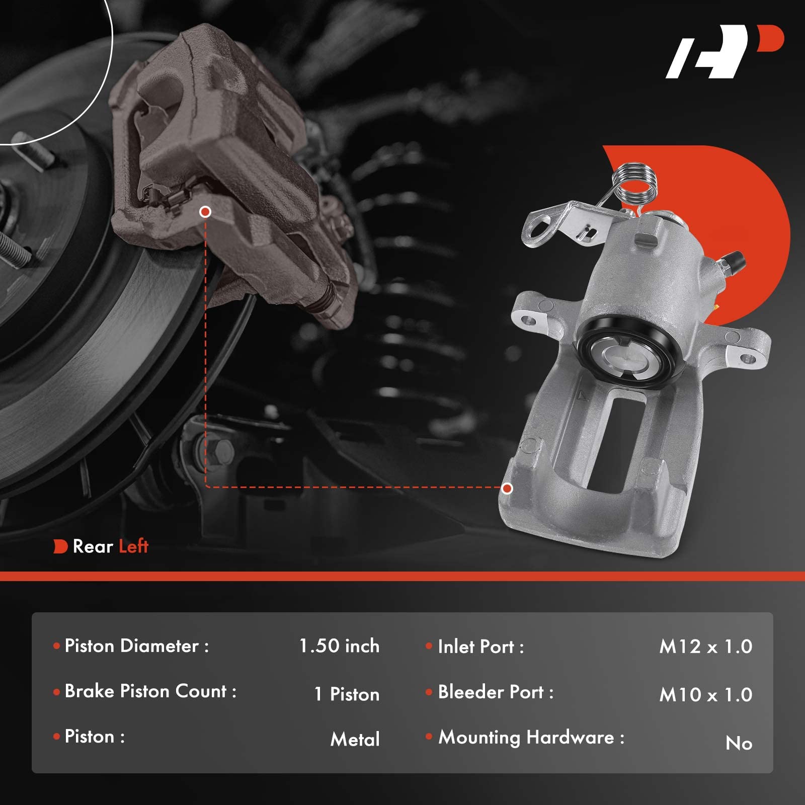 A-Premium Disc Brake Caliper Assembly Without Bracket Compatible With Select Audi And Volkswagen Models - Tt 2006, Tt Quattro 2000-2006, Golf 2002/2004-2005, For Jetta 2005 - Rear Left Driver Side