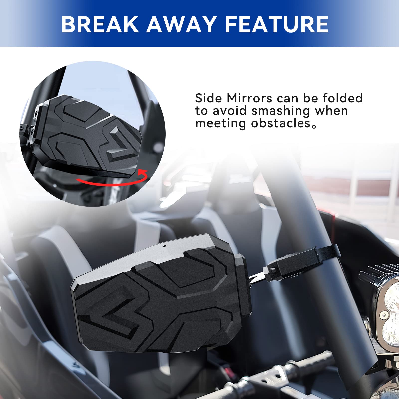 Utv Side Mirrors With 1.65' -2' Roll Bar, Txzsxs Rzr Side Mirrors Compatible With Polaris Rzr, Can Am Maverick X3, Kawasaki Teryx, Talon, Arctic Cat Wildcat, Gator, Cfmoto, Pioneer Rhino, Yamaha Yxz