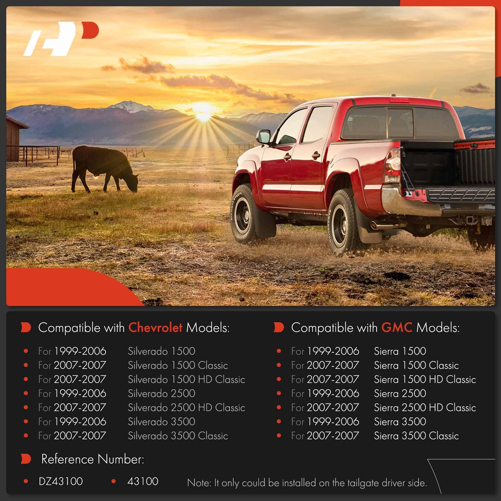 A-Premium Tailgate Assist, Truck Tail Gate Lift Assist, Tailgate Shock Compatible with Chevrolet Chevy Silverado 1500 2500 3500